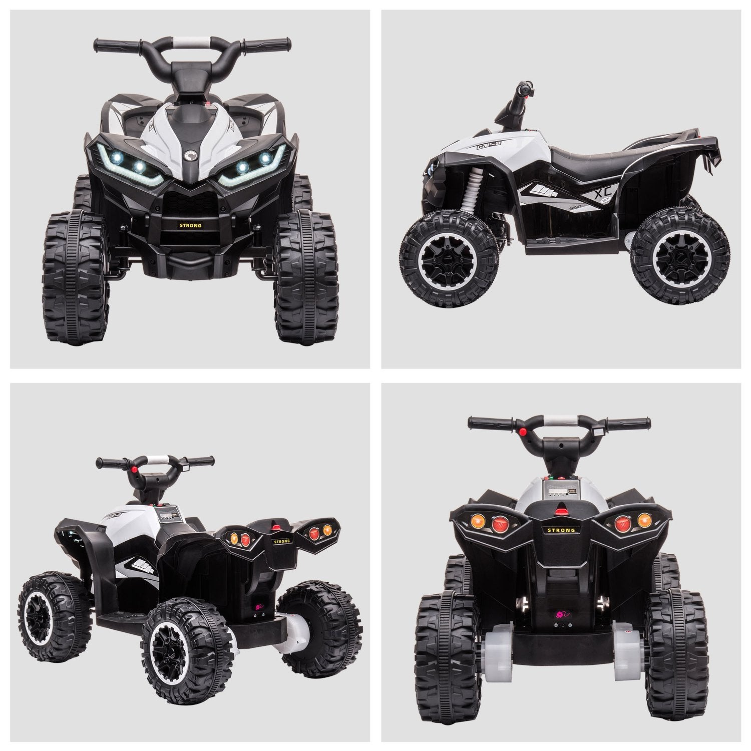 Elektrisk Quad Bike 12V børnequad med usb port, børnemotorcykel med mp3 musikafspiller, forlygte, til børn 3-5 år, 1,5-3 km/t