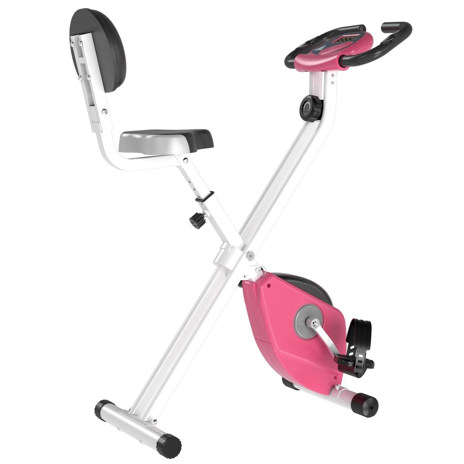 Motionscykel F-Bike cykeltræner med 8 niveauer af justerbar magnetisk modstand, højdejusterbar stål pink + hvid 43 x 97 x 109 cm