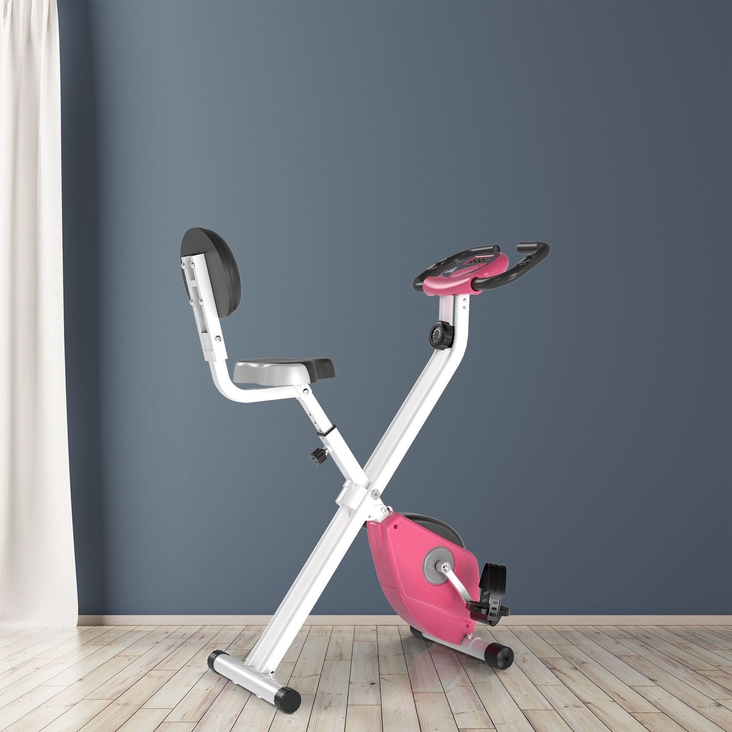 Motionscykel F-Bike cykeltræner med 8 niveauer af justerbar magnetisk modstand, højdejusterbar stål pink + hvid 43 x 97 x 109 cm