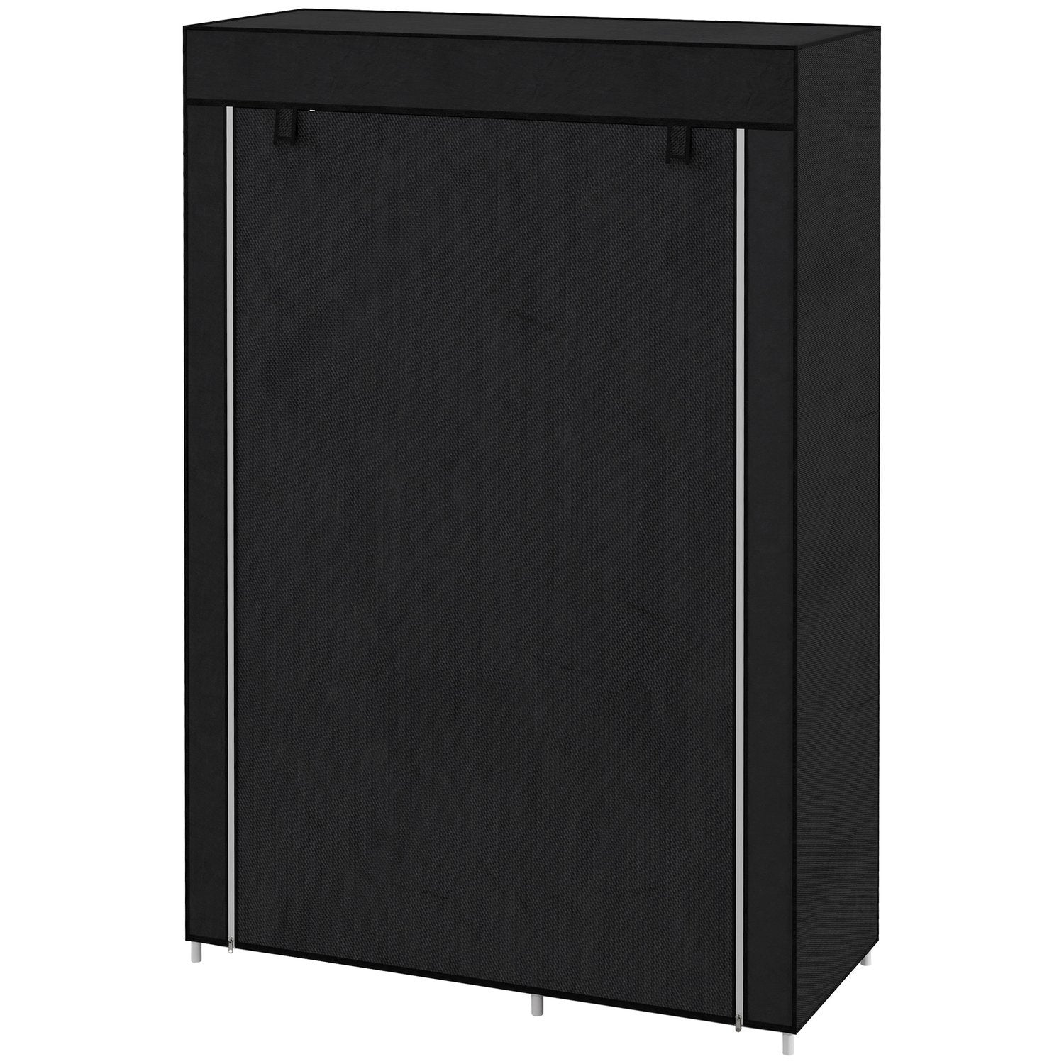 Stofgarderobe 6 rum Sammenfoldelig garderobe i fleecelook sort 103X43X162,5 cm