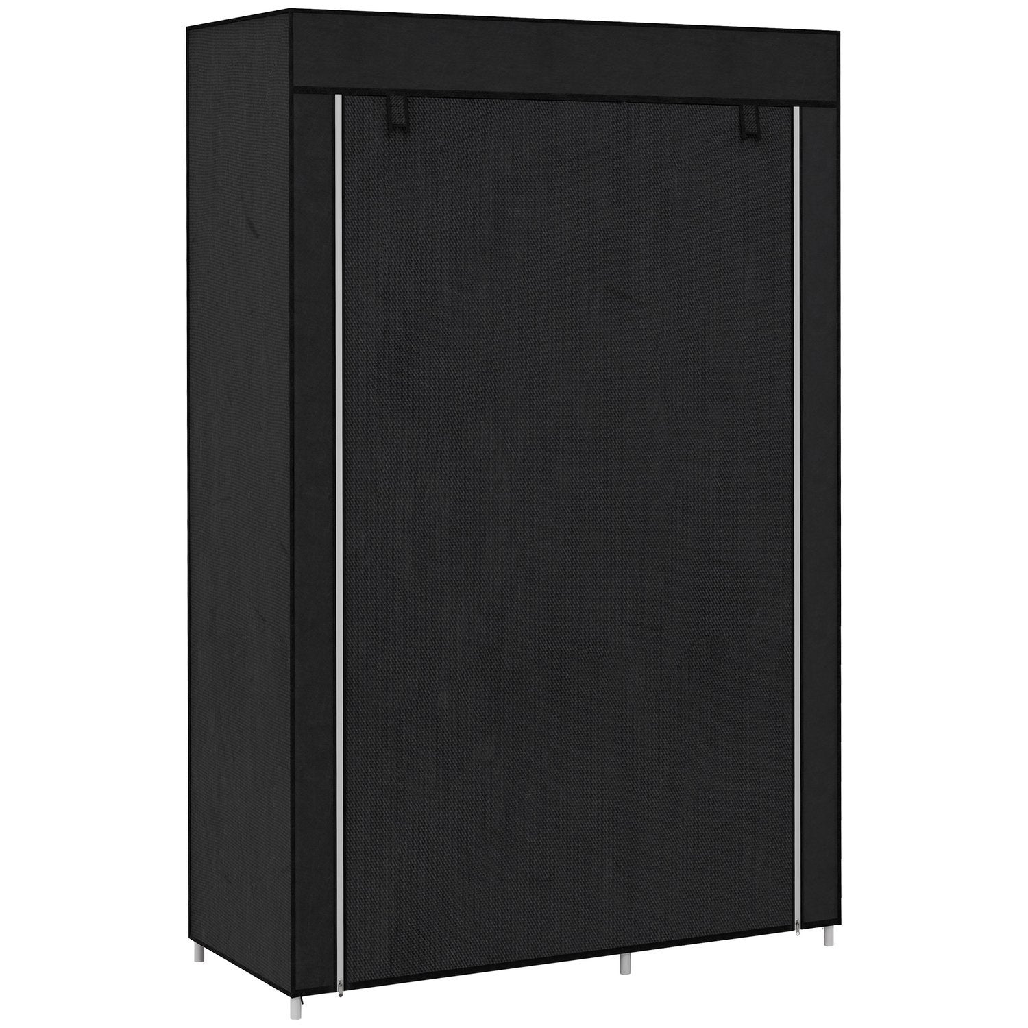 Stofgarderobe 6 rum Sammenfoldelig garderobe i fleecelook sort 103X43X162,5 cm