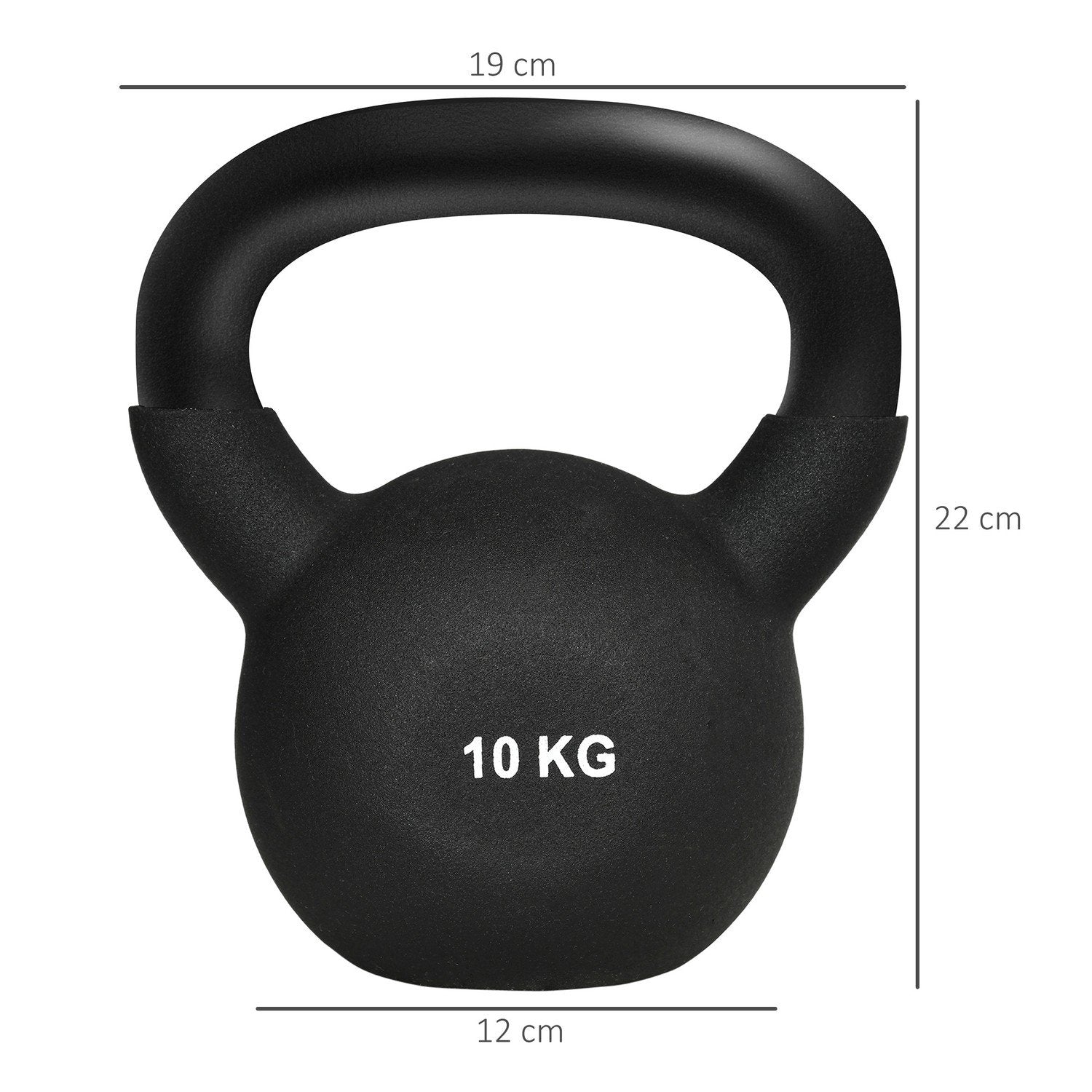 Kettlebell Gjutjärn Neoprenbeläggning Golvvänlig Svänghantel Svart 10 Kg