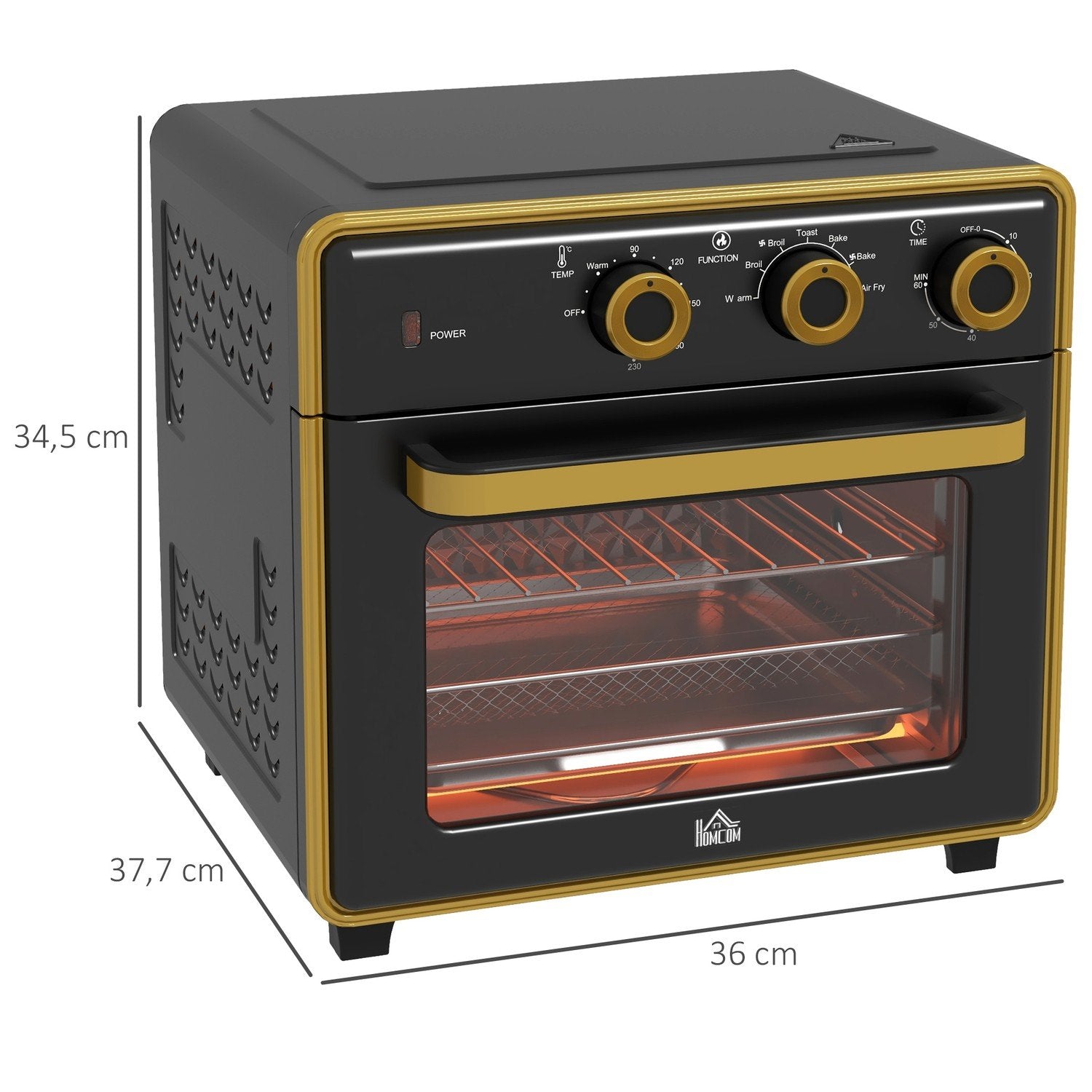 Miniugn 20L, Pizzaugn Med Varmluftsfunktion, Varmluftsugn Med Bakplåt, Grillgaller, 90-230℃, 1400 W Elektrisk Miniugn Med 1 Timmes Timer