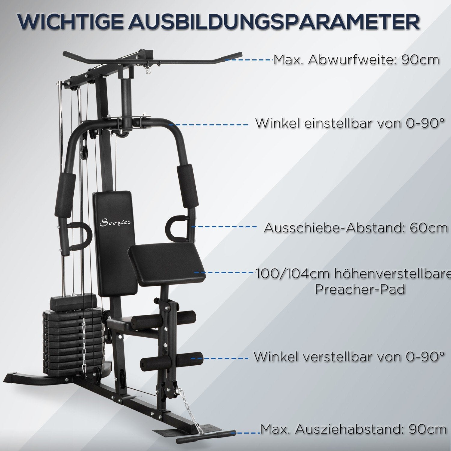 Multigym Fitness Station Med Lazy Pull-Down Og Butterfly Bar Og 45 Kg Styrketræning Stål Kunstlæder Sort 180 X 108 X 200 Cm