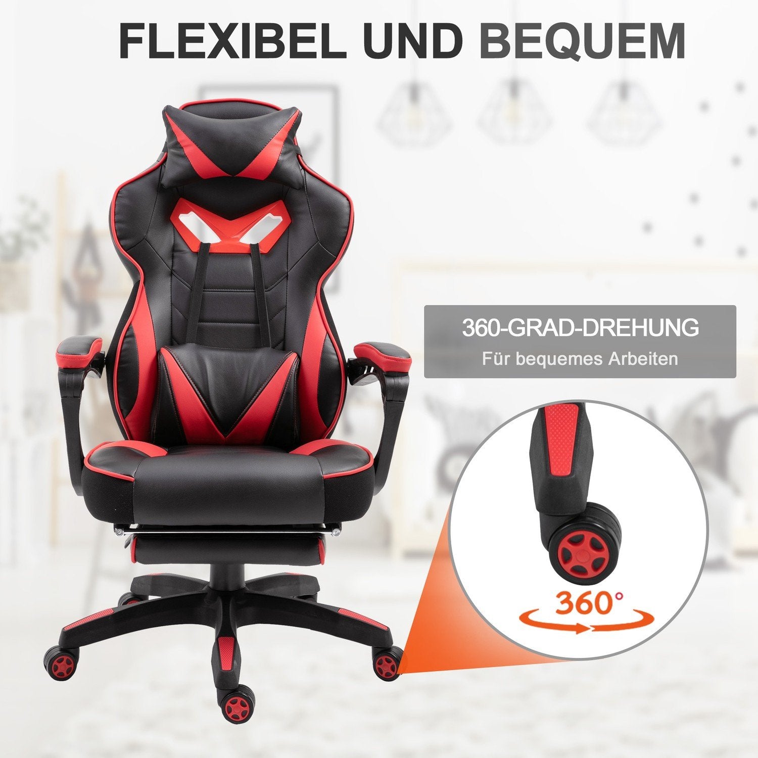 Kontorstol Gaming Stol Massage Funktion Executive Stol Kunstlæder Højdejusterbar Sort + Blå W68Xd69Xh108-117Cm