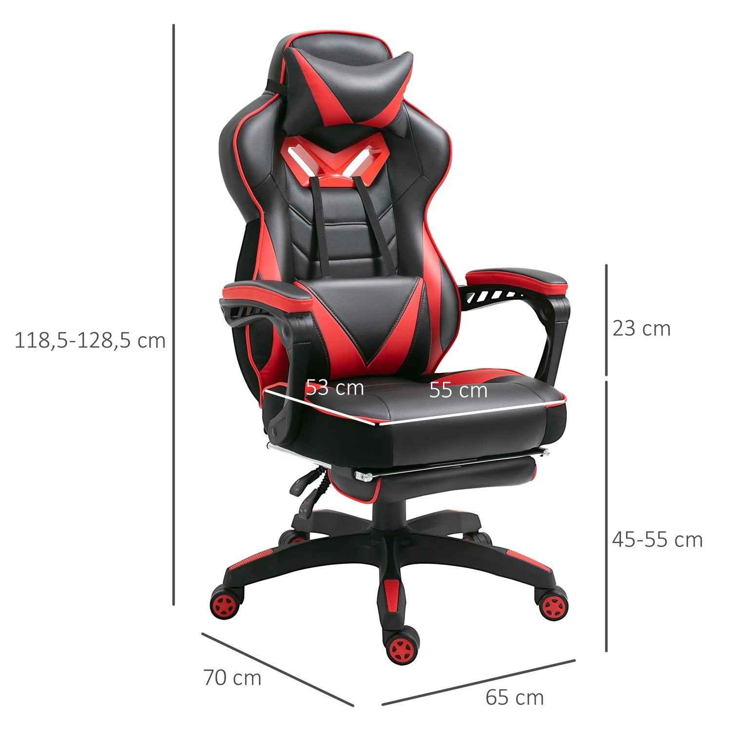 Kontorstol Gaming Stol Massage Funktion Executive Stol Kunstlæder Højdejusterbar Sort + Blå W68Xd69Xh108-117Cm