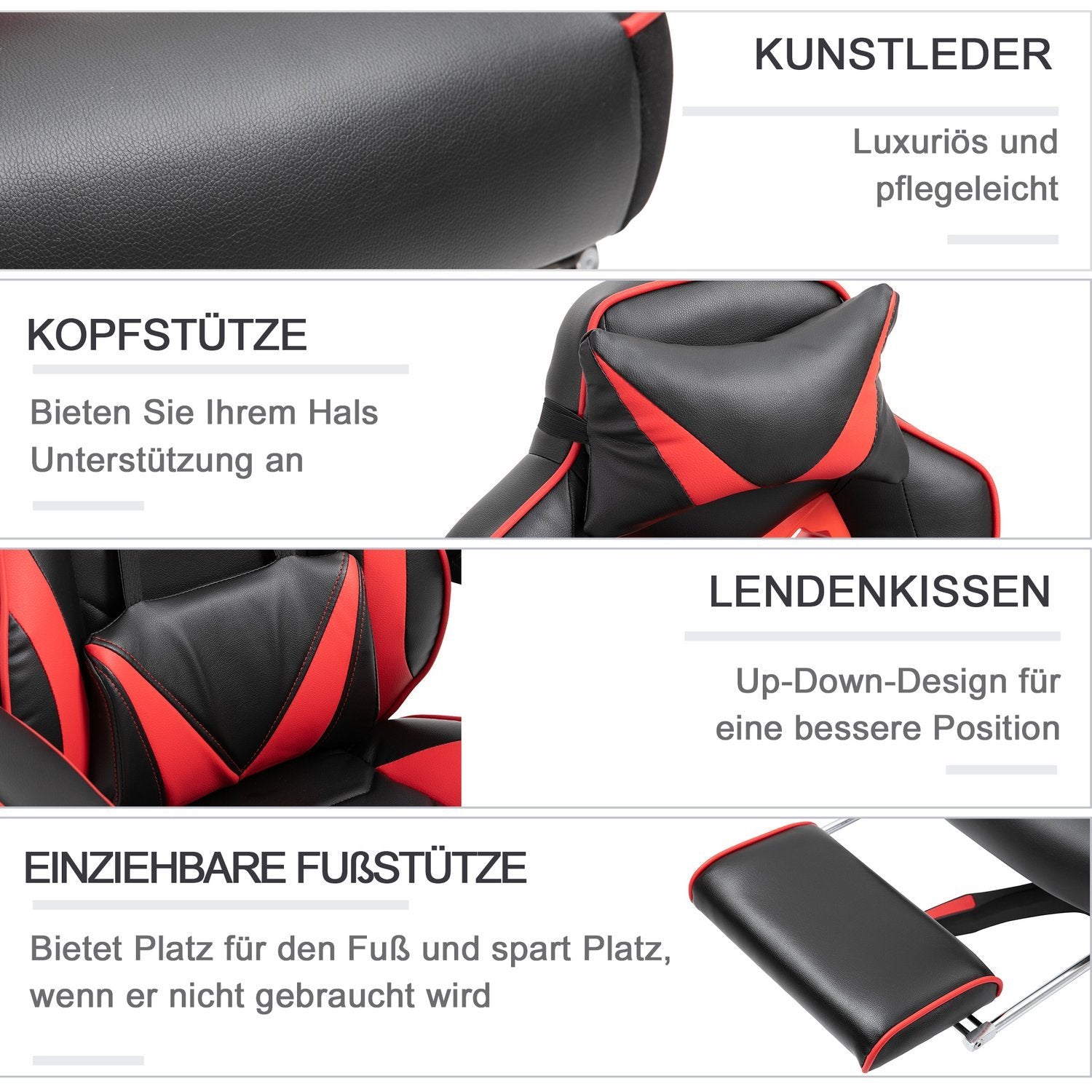 Kontorstol Gaming Stol Massage Funktion Executive Stol Kunstlæder Højdejusterbar Sort + Blå W68Xd69Xh108-117Cm