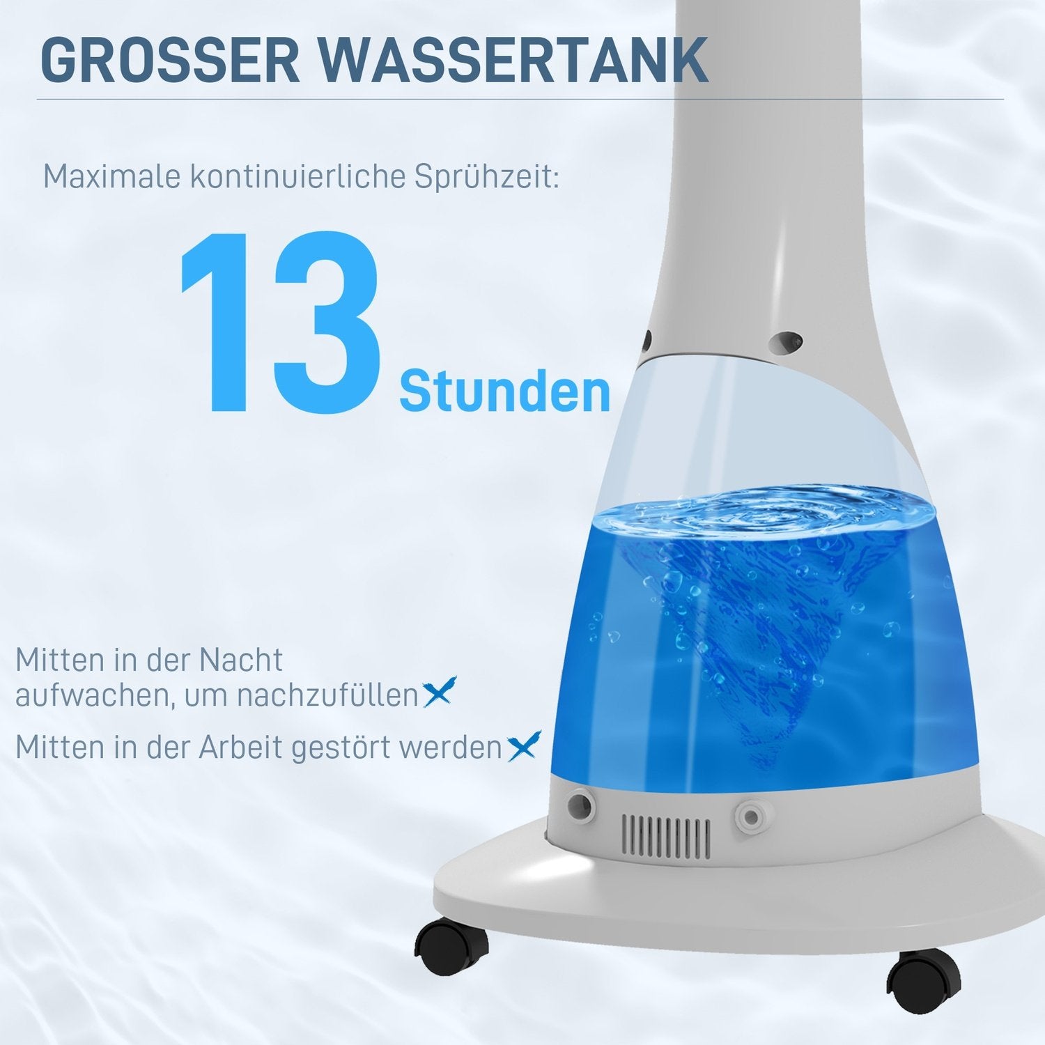 Piedestalfläkt Med Vatten, 90W Fläkt Med Mistfunktion, 3 Lägen, 3L Vattentankkapacitet, Timerfunktion, Rullar, Oscillerande, Svart