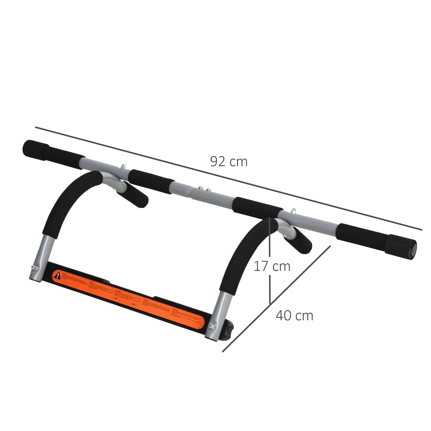 Pull-Up Bar Multifunktionel Træningsholder, Stål Og Skum Dørstang, Sort + Grå, 92X40X17Cm