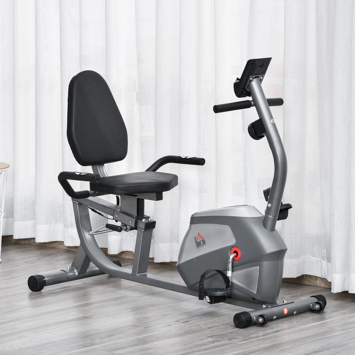 Liggande Ergometer Med Lcd-Display, 8 Nivåer Av Justerbart Magnetiskt Motstånd, Användarvikt Upp Till 110 Kg, Metall Abs, 136X62,5X38Cm