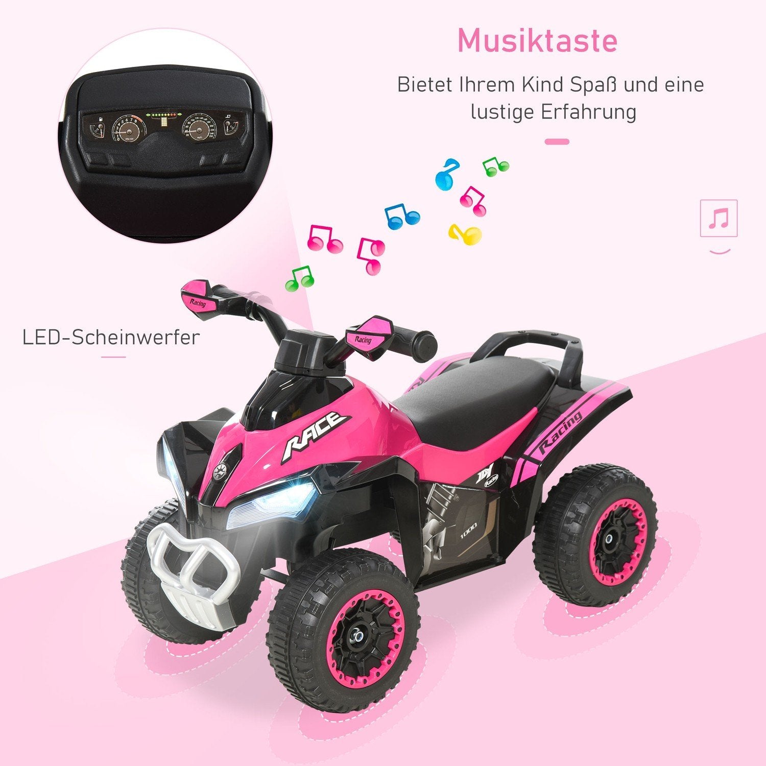 Bil børne køretøj Pedal Bil lys musik 18-36 måneder Plast Stål Pink 67,5X38X44Cm