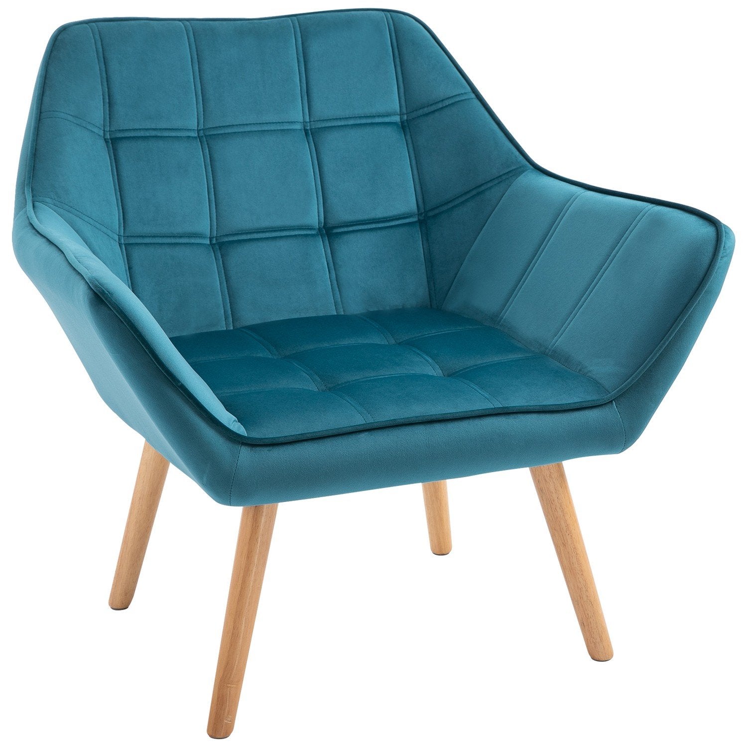 Enkelt Lænestol Wing Chair Relax Stol, Fløjl, Hævede Ben, Fløjlslignende Polyester, Skandinavisk, Grøn, 64X62X72.5Cm