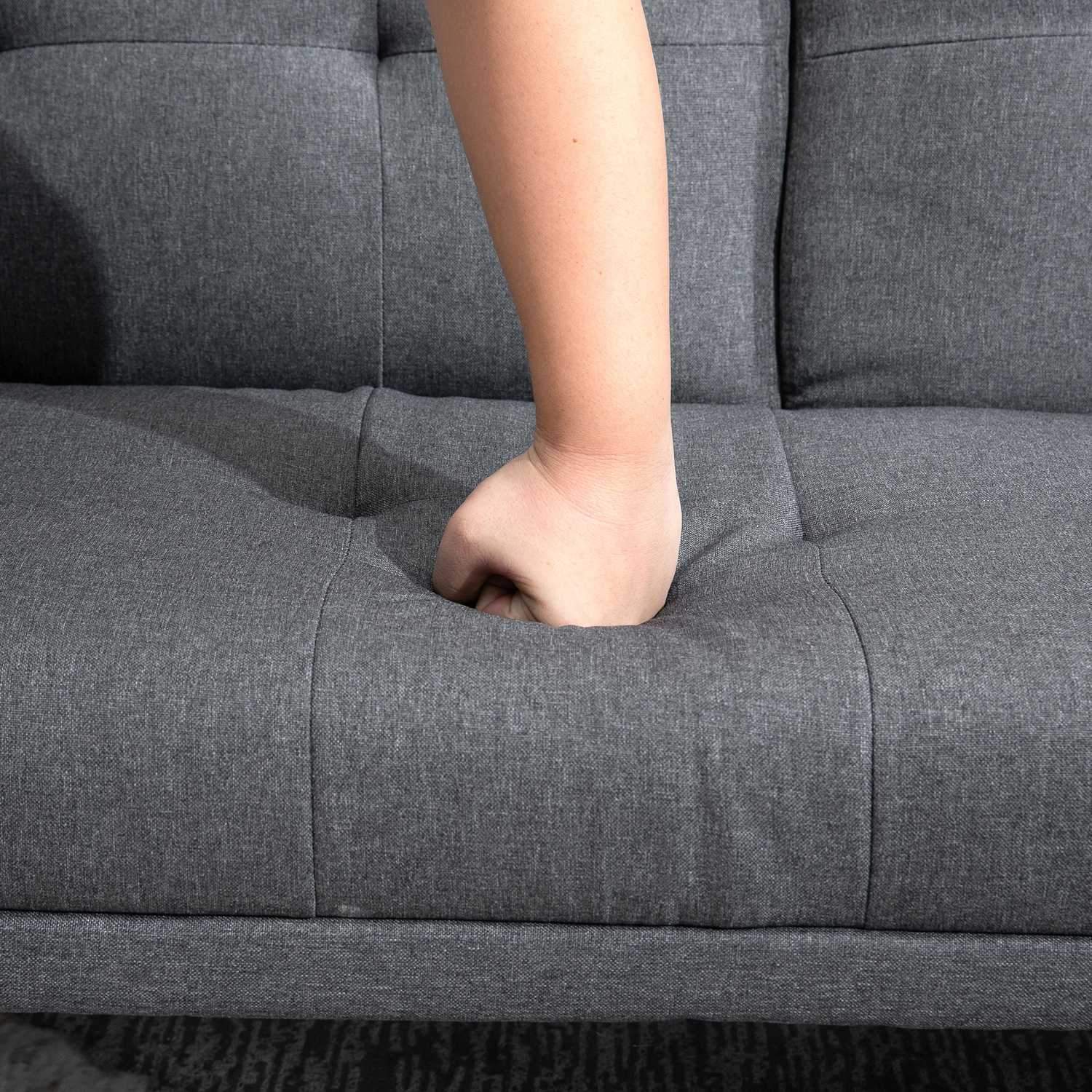 Sovesofa 3-personers sovesofa med klapbord, kopholder, Scandi Design, Mørkegrå, Op til 250 kg