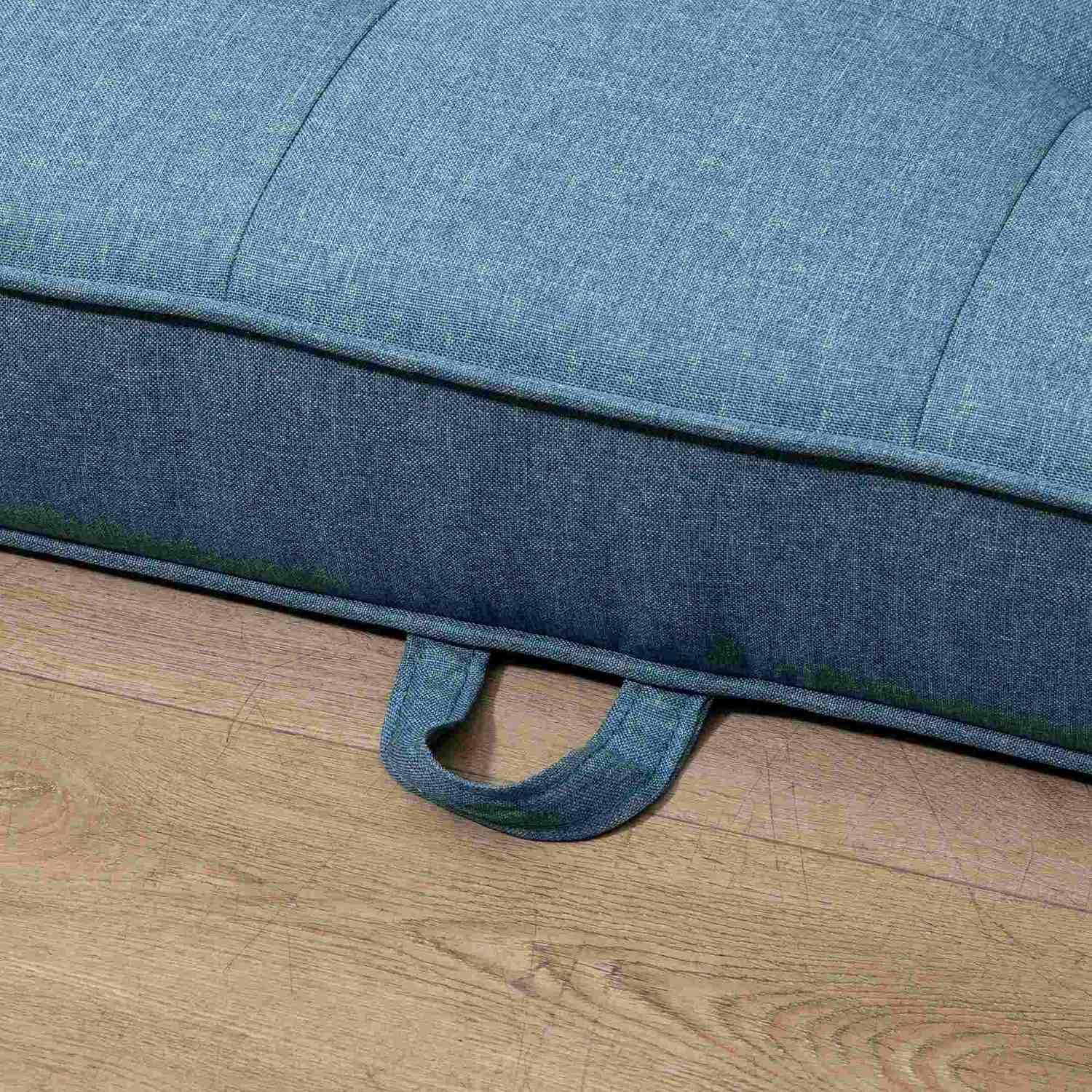 Sovesofa Foldesofa 2-Pers. Sovesofa I Stof Med Sovefunktion Sofasæt Linned Touch Gummi Træ Blå 147,5 X 75 X 85 Cm