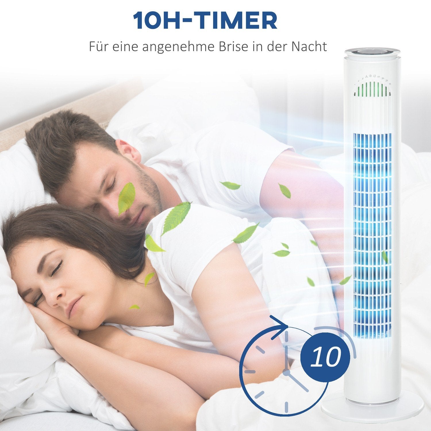 Tårnventilator 70° Oscillation, 77Cm, 45W, 3 Modes &amp; Speeds, Abs-Plastic, White