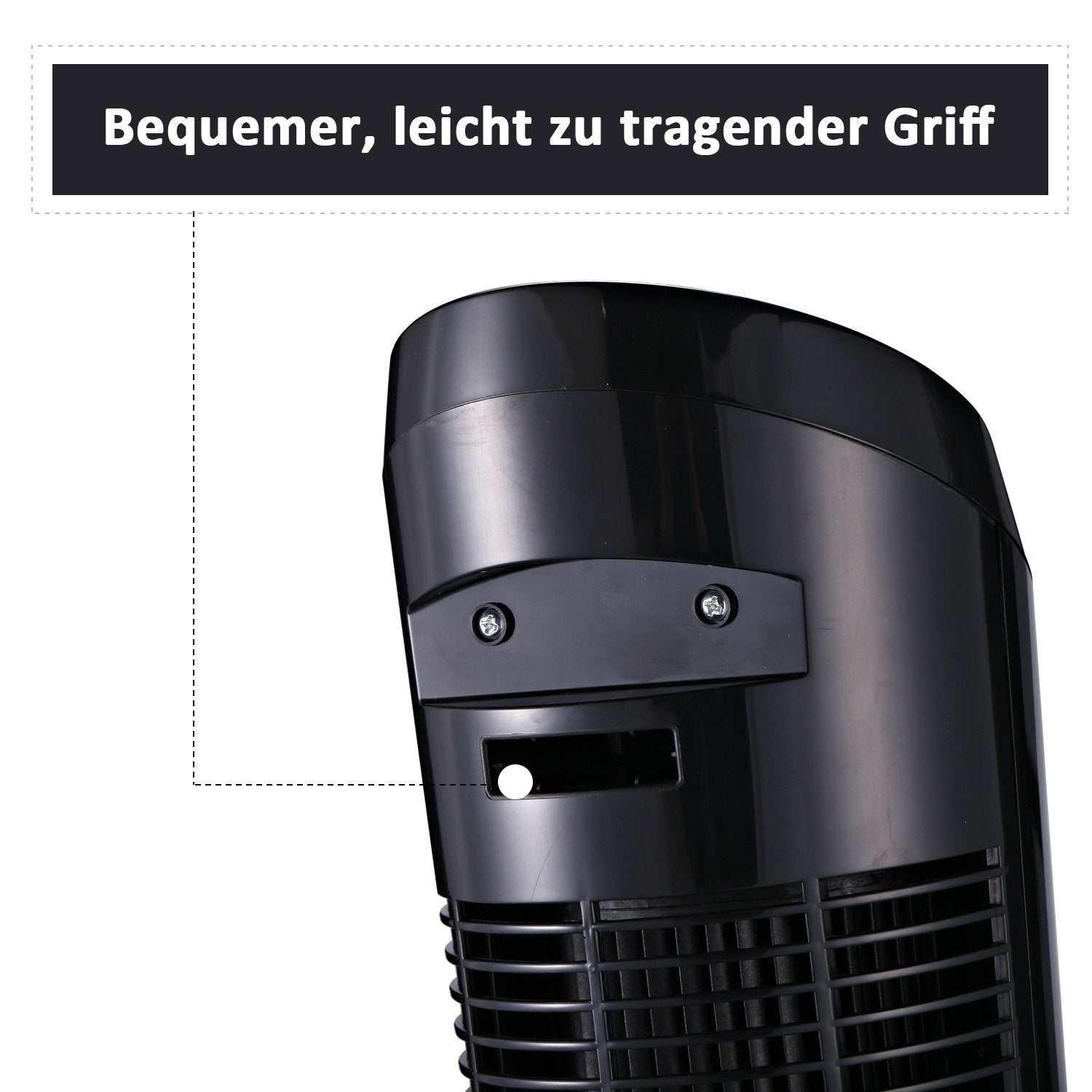 Tower Fan Piedestal Ventilator med 3 ventilationsniveauer, 70° oscillation, 45 W, Abs, Sort, Ø27 X H75 Cm