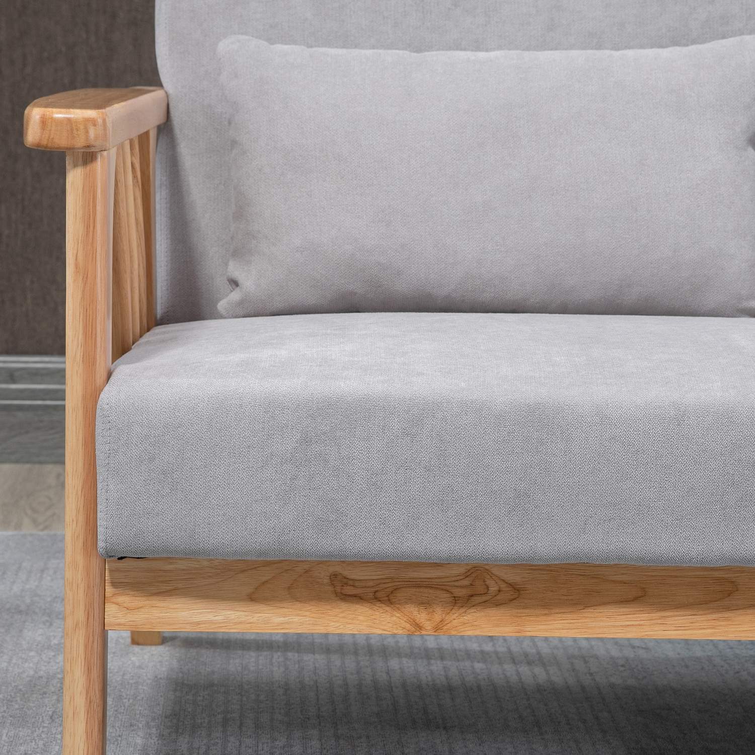 Tvåsitssoffa, Dubbelsoffa Med Armstöd, Loveseat Med Sammetslook, Kudde, Stoppad Soffa, Bärförmåga Upp Till 200 Kg, Grå, 130 X 75 X 78 Cm