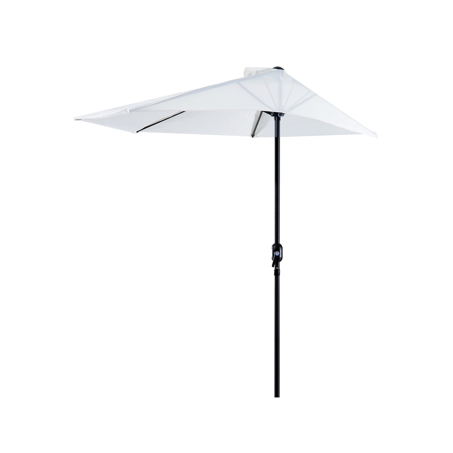 Parasol halvrund håndsving paraply, metal, creme hvid + sort