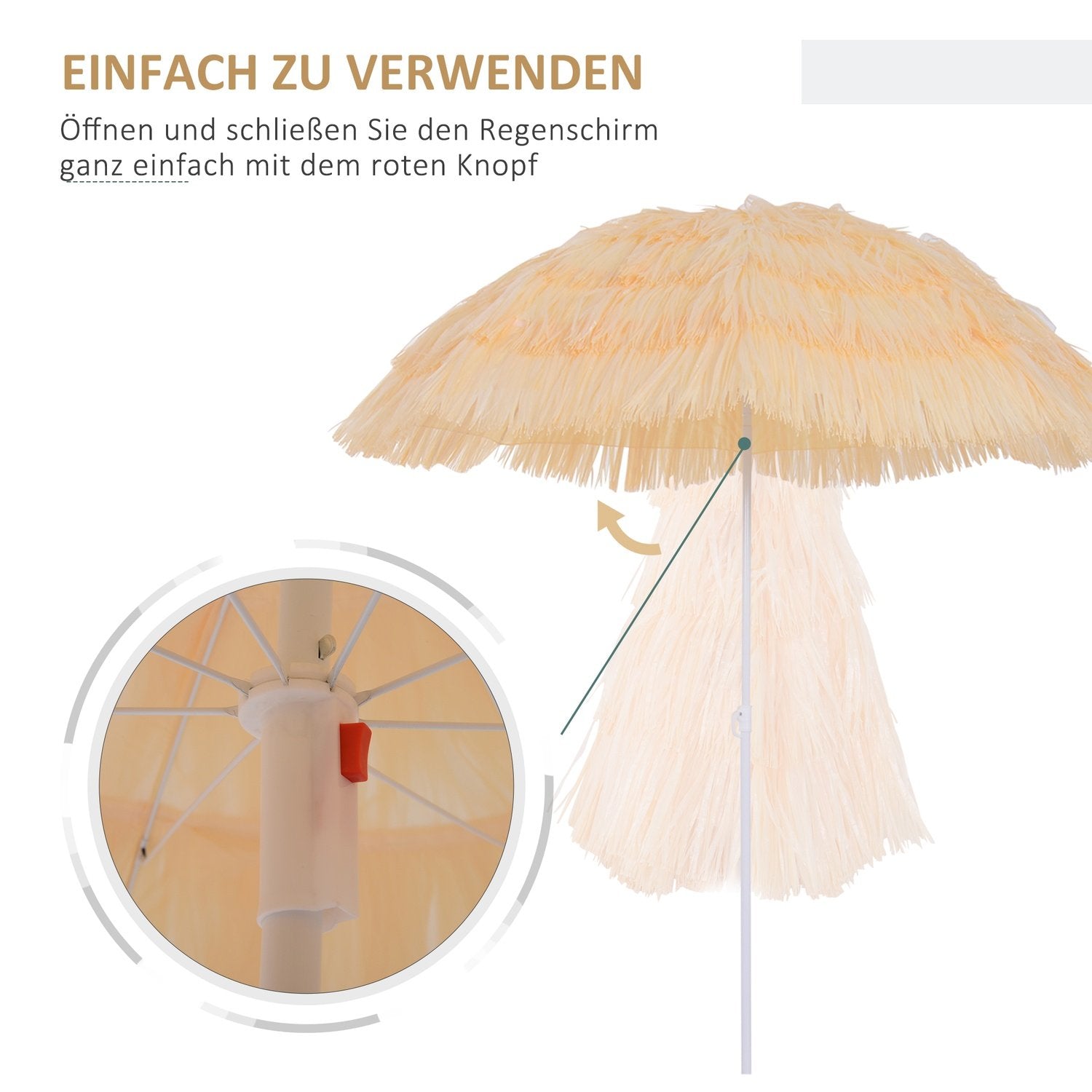 Parasol Hawaiian Paraply Beach Paraply Party Paraply Trädgårdsparaply I Olika Färger 4 Modeller (Hawaiian Paraply/Ø160Cm/Beige)