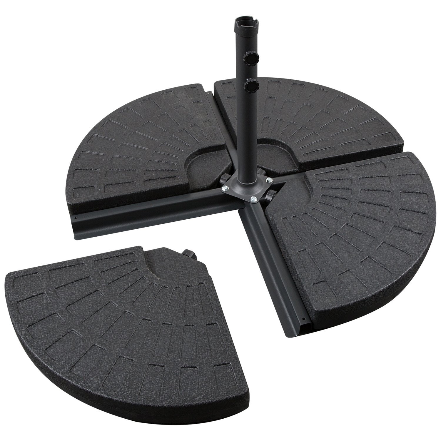 Paraplyvægt, til parasol, med 52 kg vand/68 kg sand, Hdpe, sort