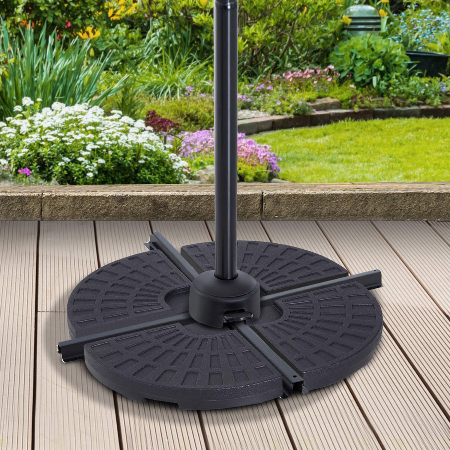 Paraplyvægt, til parasol, med 52 kg vand/68 kg sand, Hdpe, sort