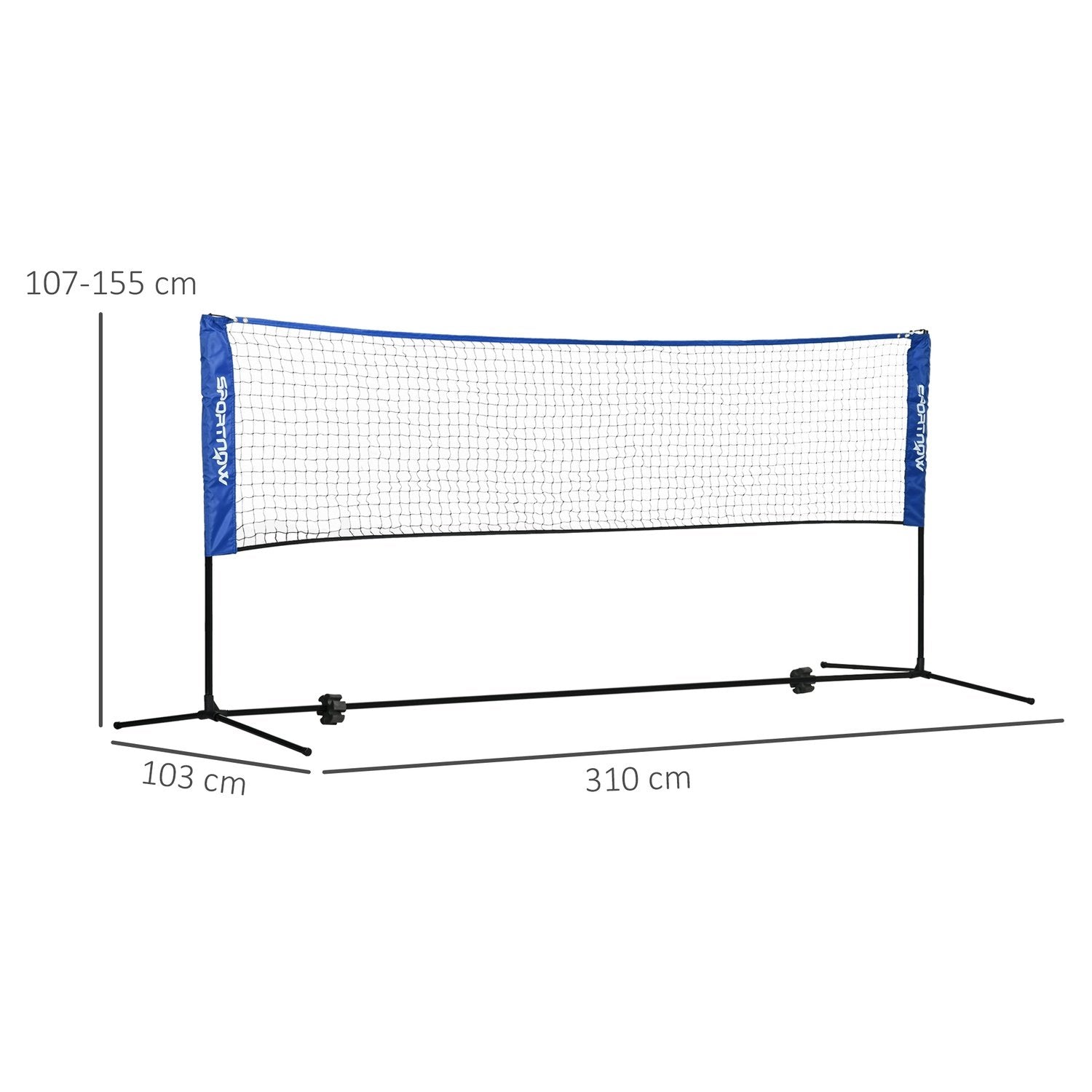 Badmintonnätset Vikbart Tennisnät, 103/120/155H Cm Höjdjusterbart Badmintonnät Inomhus Utomhus, Volleybollnät Metall Polyesterblå