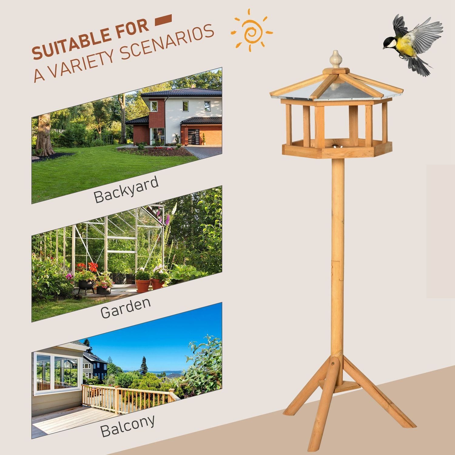 Birdhouse Birdhouse Feeder Fuglehus med stativ og zinktag 113X40X40 Cm