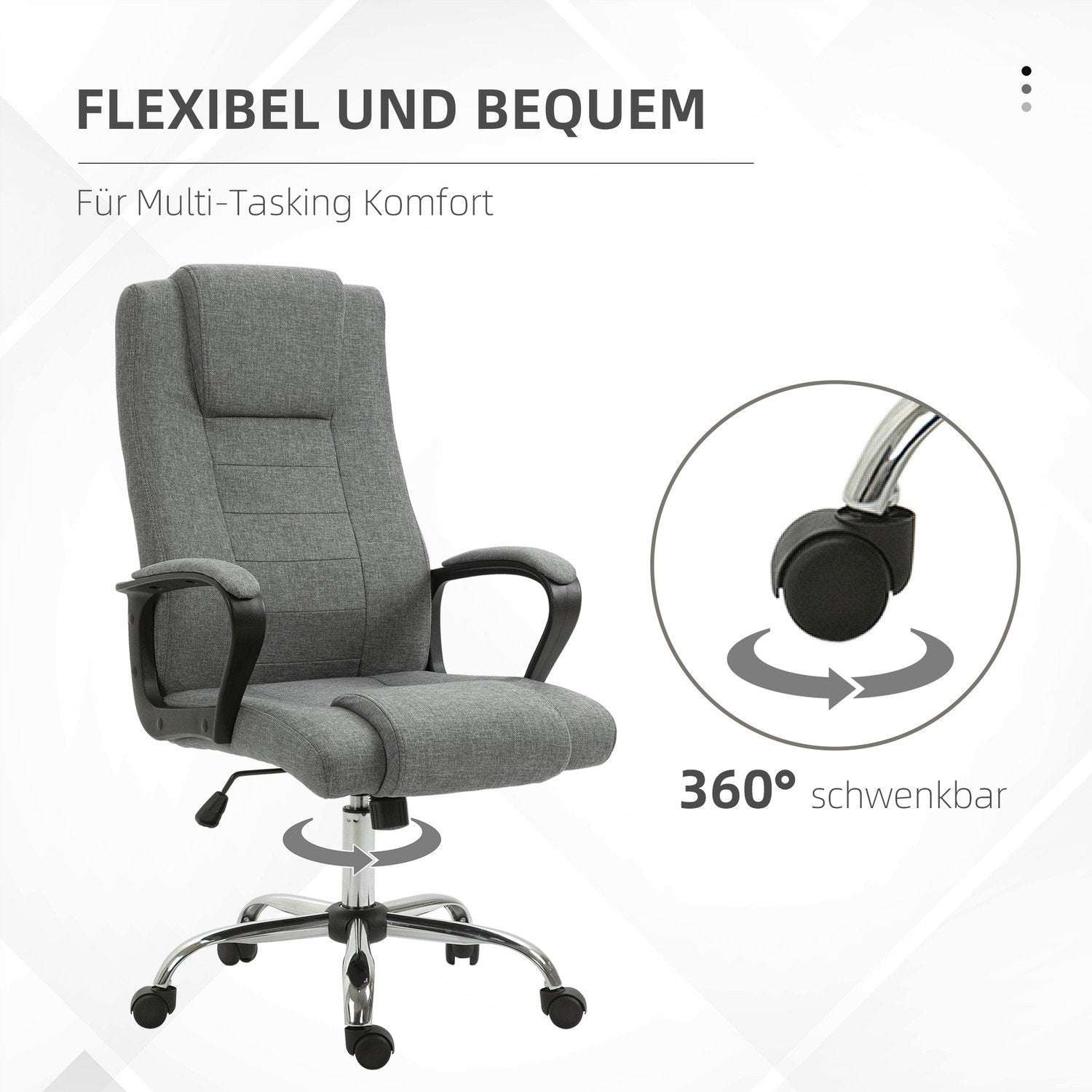 Kontorstol Computerstol Med Tilt Funktion Nakkestøtte Ergonomisk Skrivebordsstol Drejelig Højde Justerbar Linen Touch 62X62X110-119 Cm