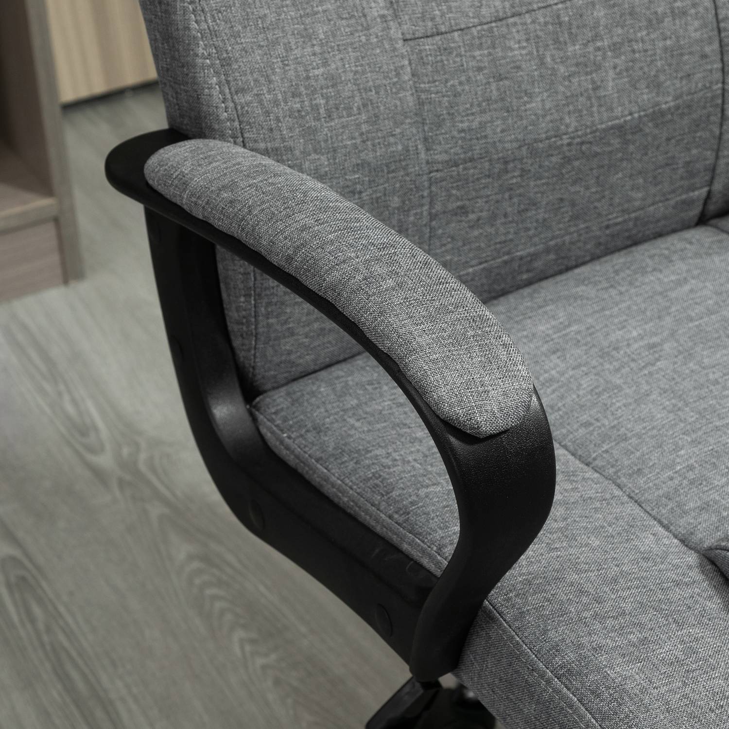 Kontorstol Computerstol Med Tilt Funktion Nakkestøtte Ergonomisk Skrivebordsstol Drejelig Højde Justerbar Linen Touch 62X62X110-119 Cm