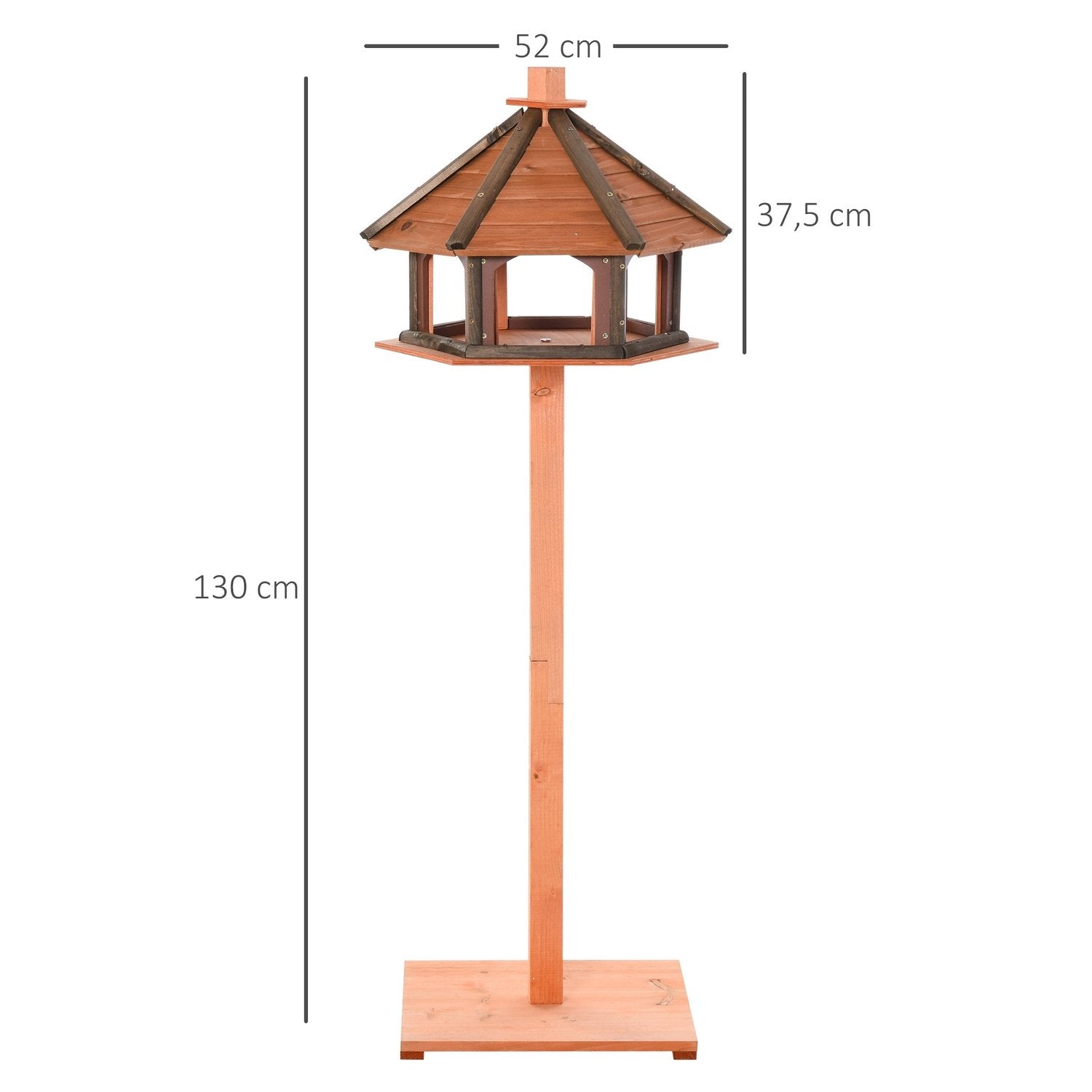 Fuglehus Fuglefoderautomat Fuglehusfoder i træ Fuglestativ Fuglebord Fuglehuslegebord med vandtæt tag Naturdiameter 52 X 130 H Cm