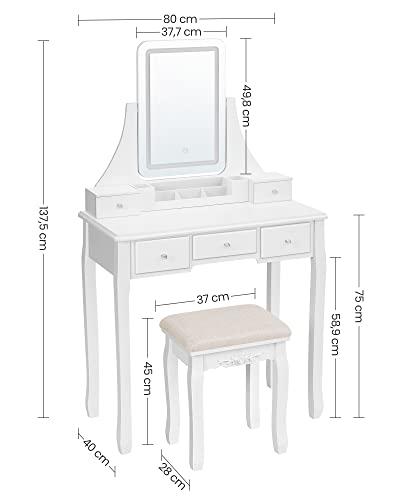 Justerbart LED make-up spejl med 3 farver &amp; 360° rotation