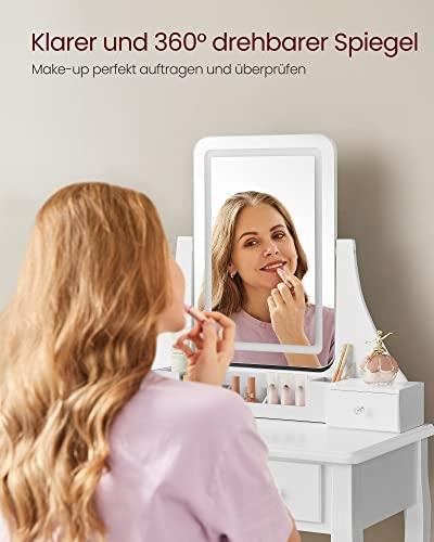 Justerbart LED make-up spejl med 3 farver &amp; 360° rotation