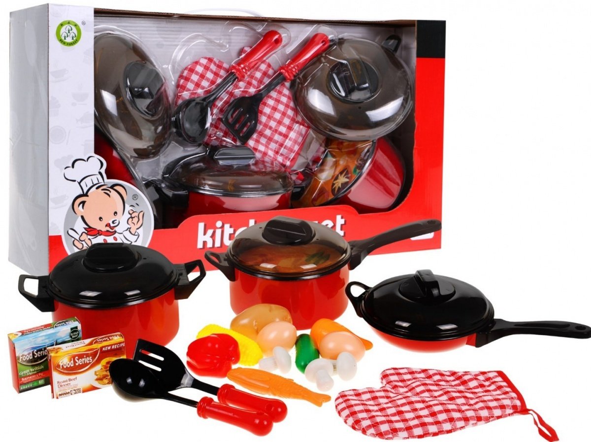 Kids Kitchen Legesæt: gryder, pander, handsker og tilbehør