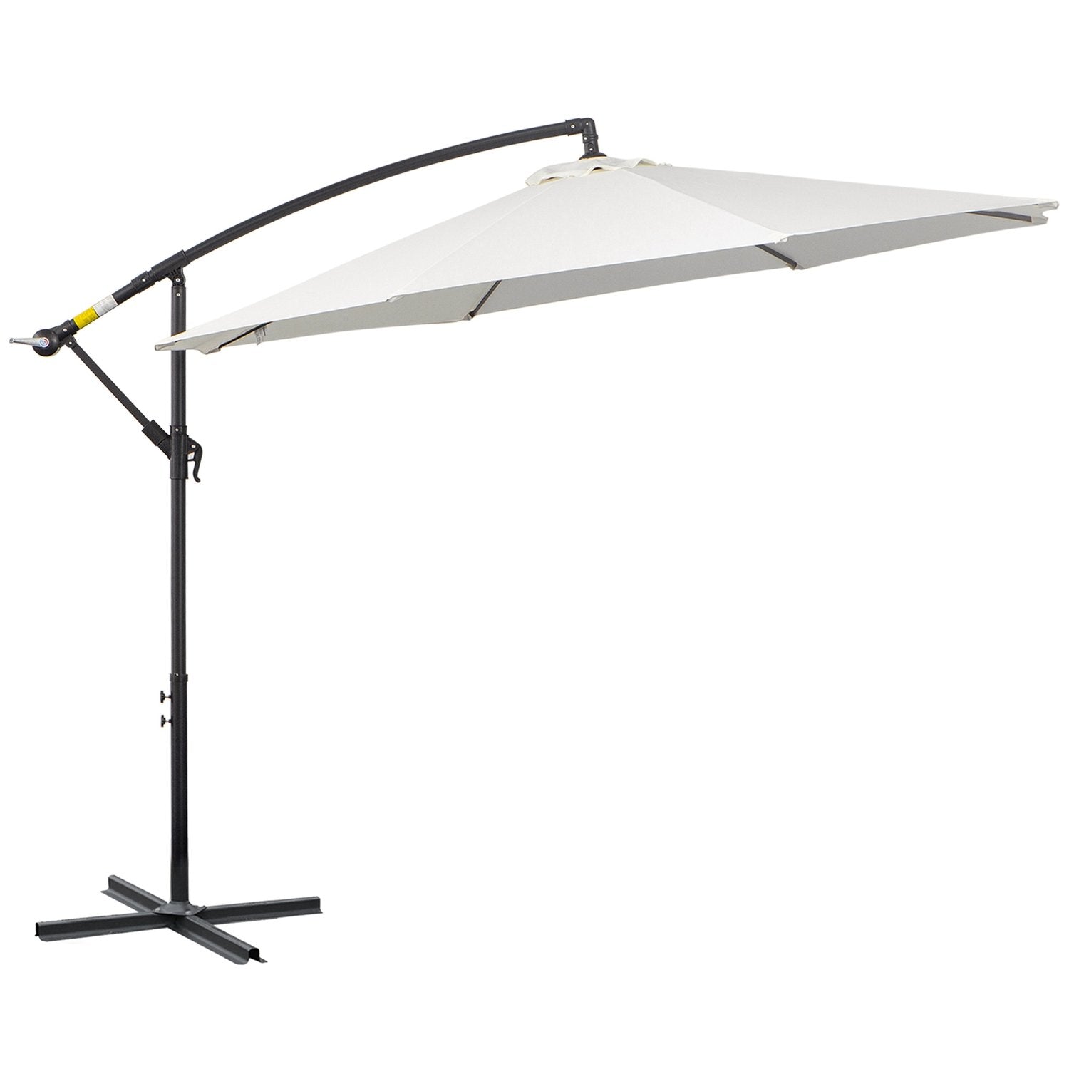 Parasol Cantilever Parasol med håndsving, stålramme &amp; polyesterstof, creme, Ø3X2,5M