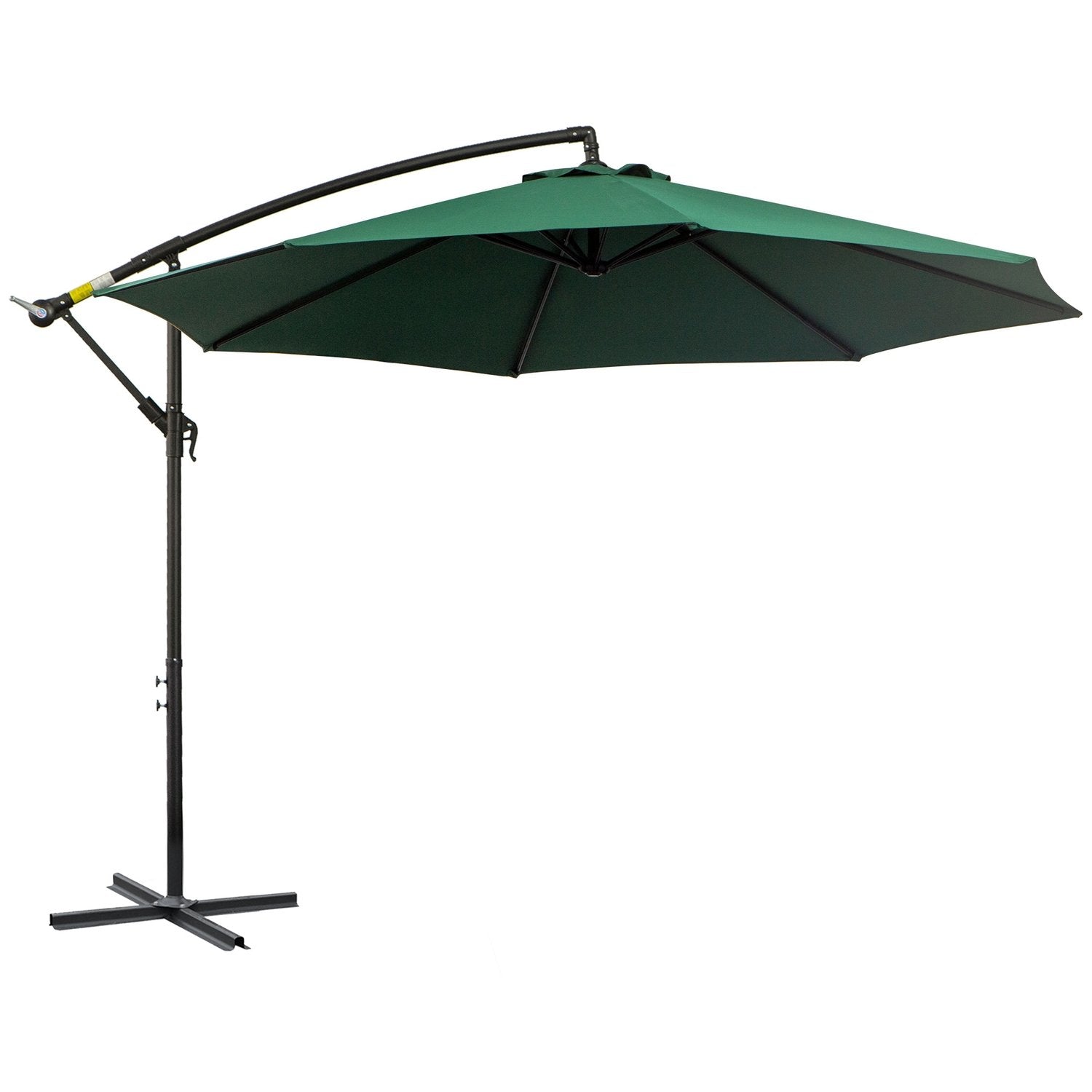 Parasol Cantilever Parasol med håndsving, stålramme &amp; polyesterstof, grøn, Ø2,95X2,45M