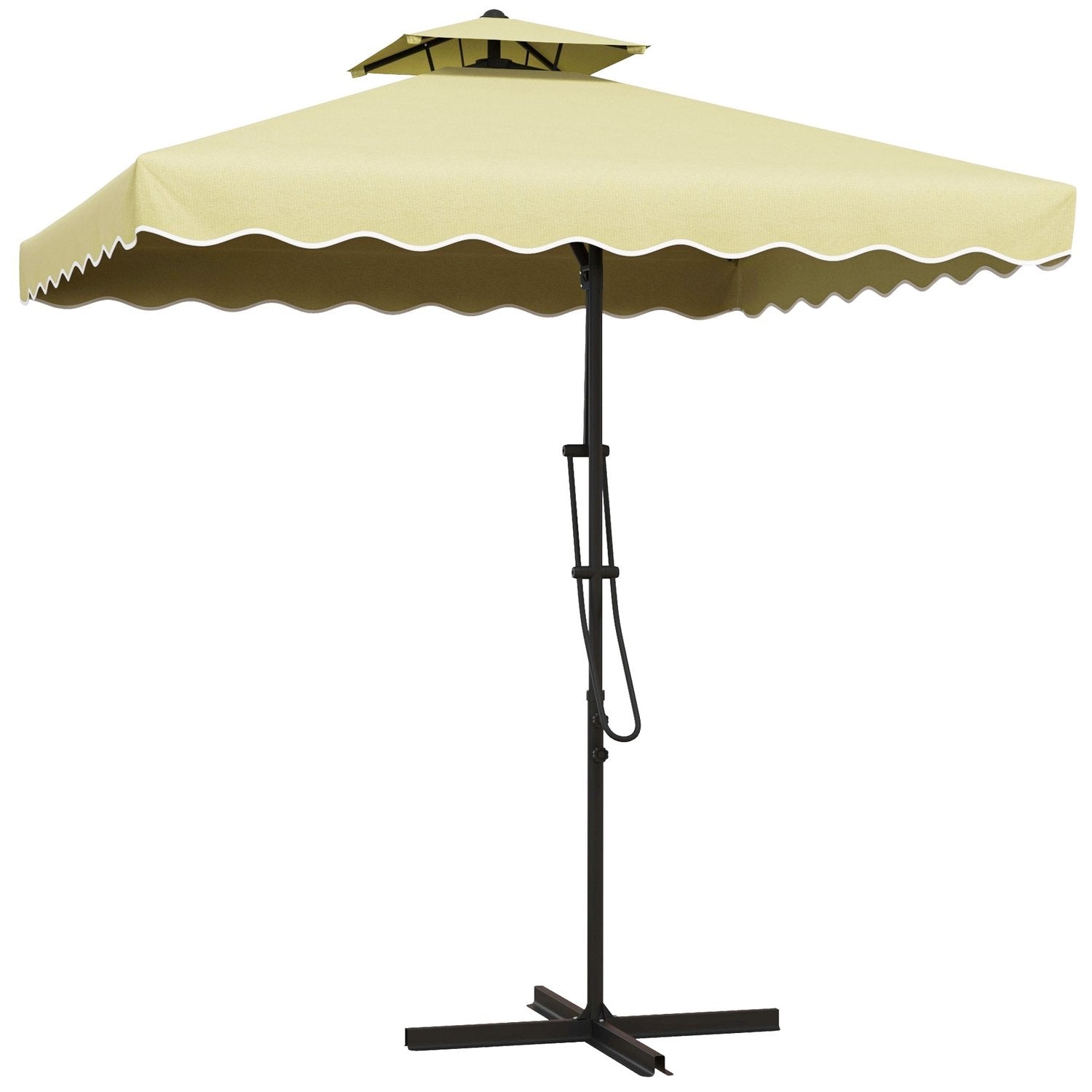 Parasol 243X243Cm Balkonparaply med UV-beskyttelse, udkraget paraply med dobbelttag og krydsbund, flæser, 4 stivere, metal