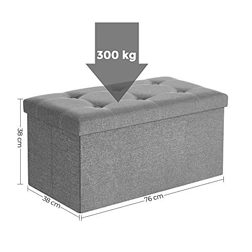 Lysegrå Opbevaringsbænk, 76x38x38 cm, 300kg Kapacitet