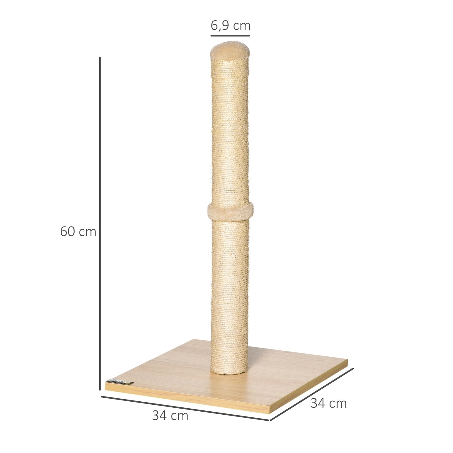 Skrapstolpe Sisal Skrapstolpe För Katter, Stall, Med Boll, 60Cm, Spånskiva, Beige+Ek