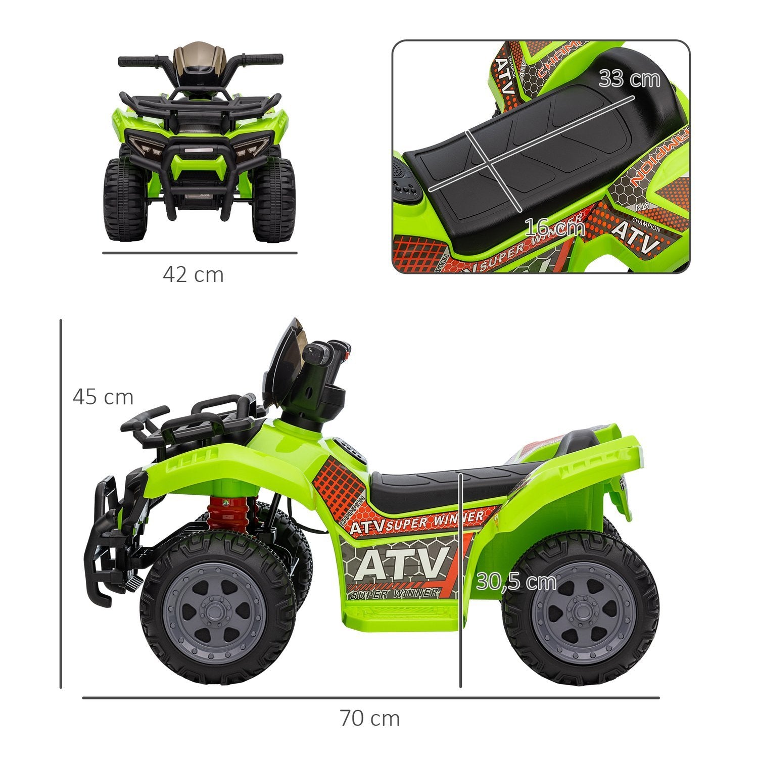 Mini Elektrisk Quad For Børn Elektrisk ATV Klapvogn Forlys Børnekøretøj Børn Motorcykel Elektrisk Quad For 18-36 måneder Børn Grøn