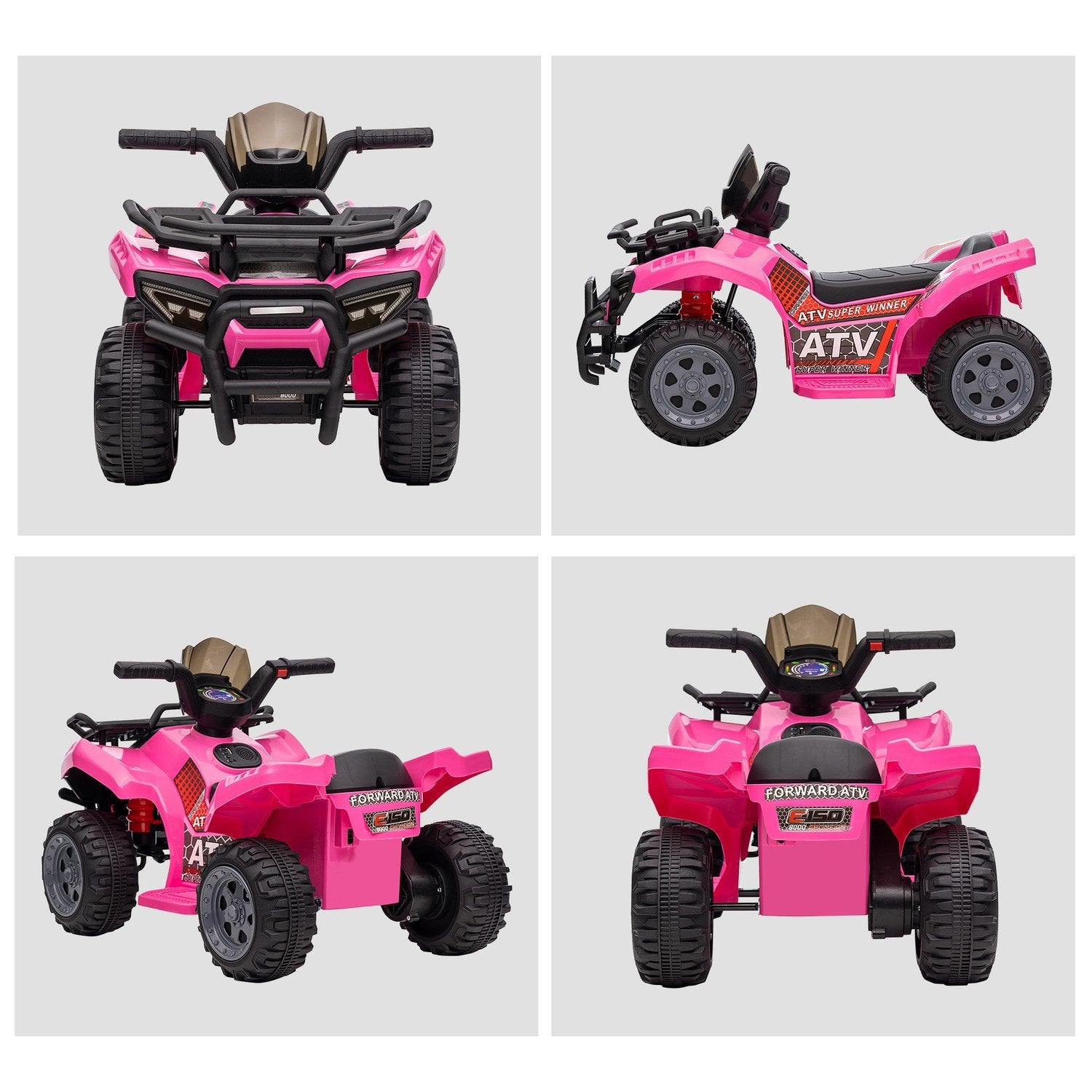 Mini Electric Quad För Barn 18-36 Månader, Elektrisk Atv För Barn Med Led-Frontljus, Metall & Pp-Plast, Rosa