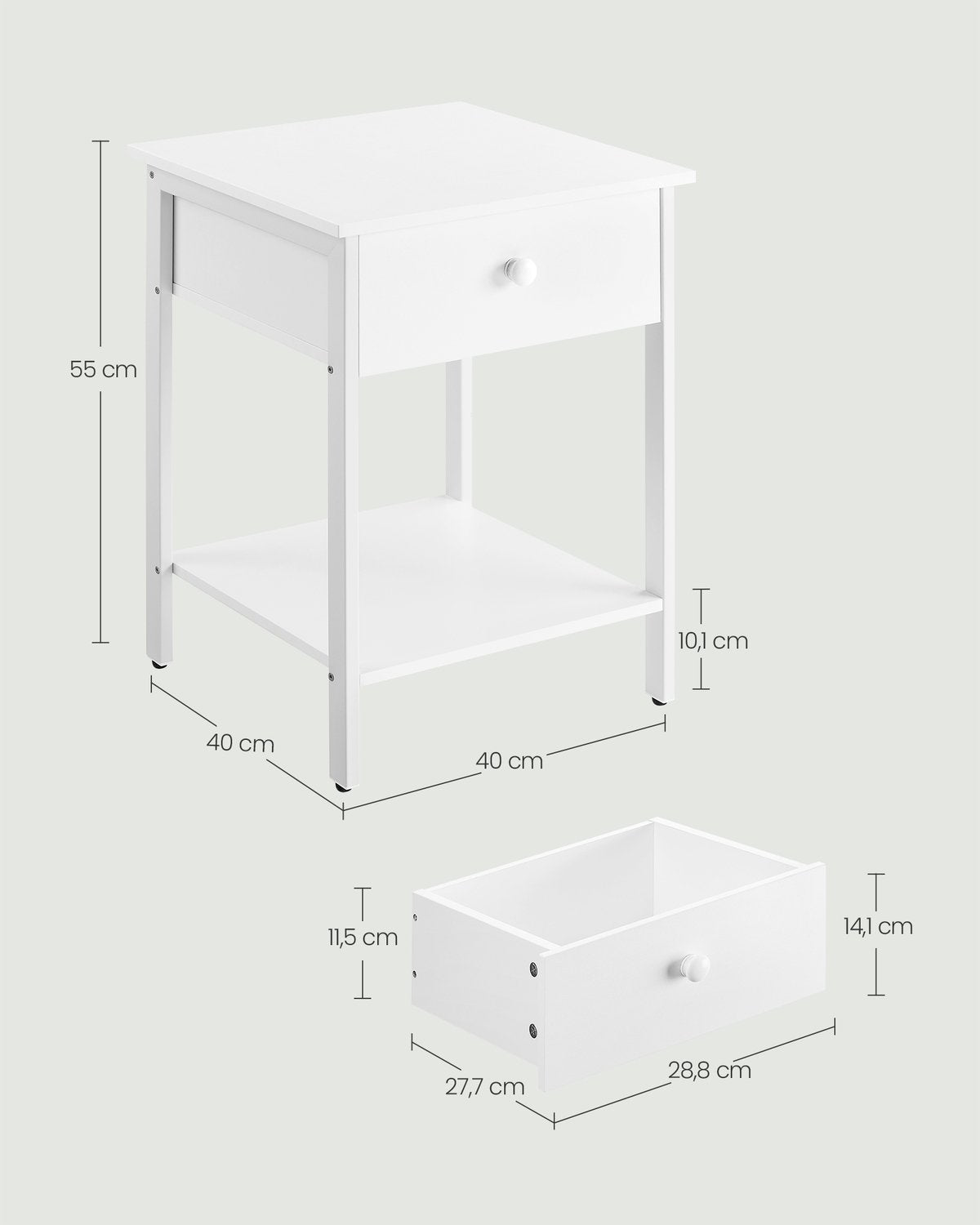 Mångsidigt modernt sidobord med förvaring och enkel montering