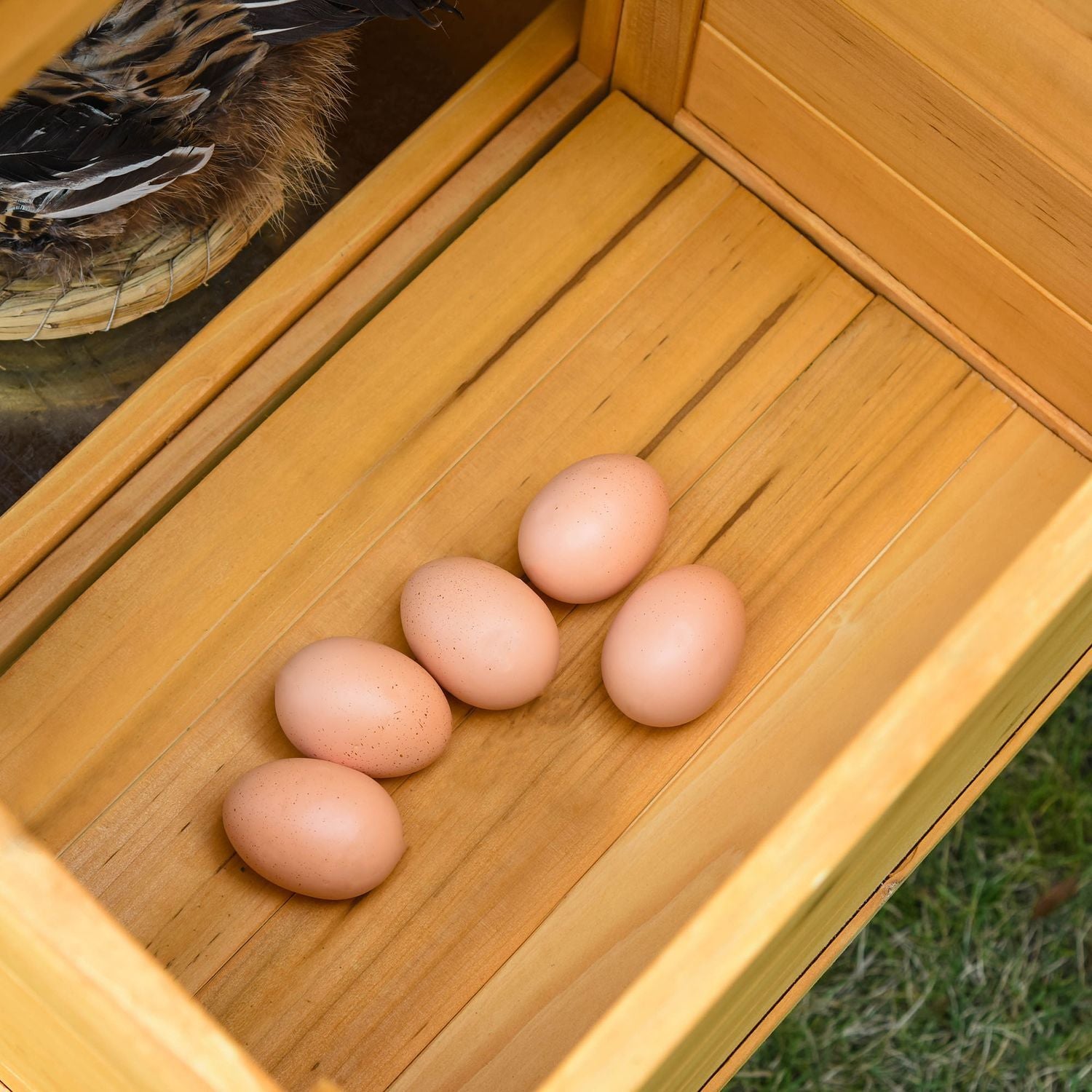 Bantam Chicken Coop Bantam House With Run Fjäderfähus Med Barfönster Häcklåda Gran Wood Gul + Grön 168X75X103 Cm