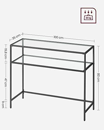 Modernt svart stålkonsolbord med 2 glashyllor