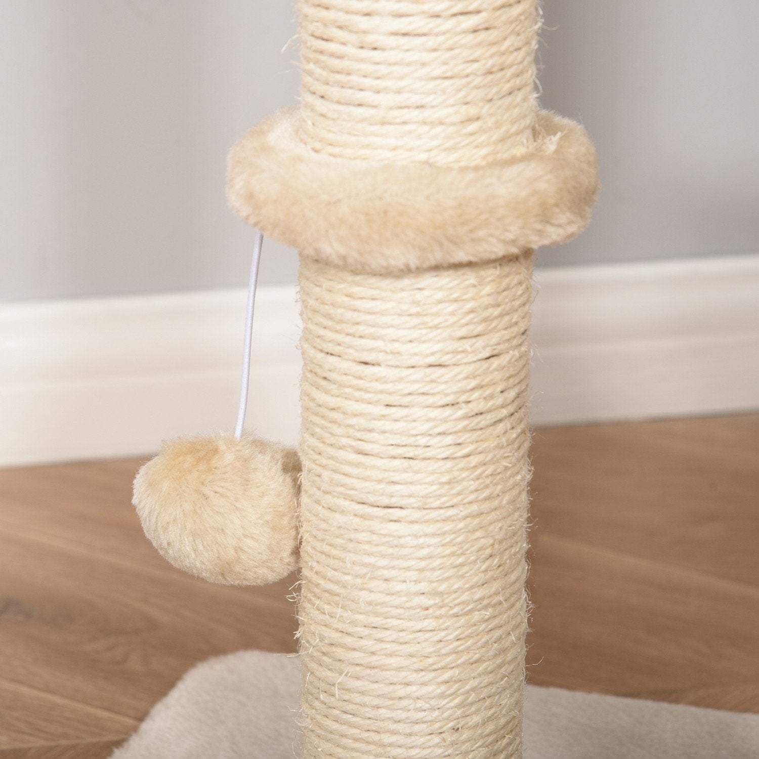 Cat Tree Skrapstolpe Kattungemöbler Med Cat Cave Ball Leksak Sisal Mjuk Plysch Beige Höjd 100Cm