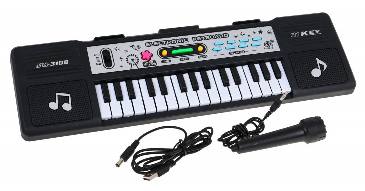 Musikalisk Toy Keyboard med mikrofon för barn, USB-ström, 8 rytmer