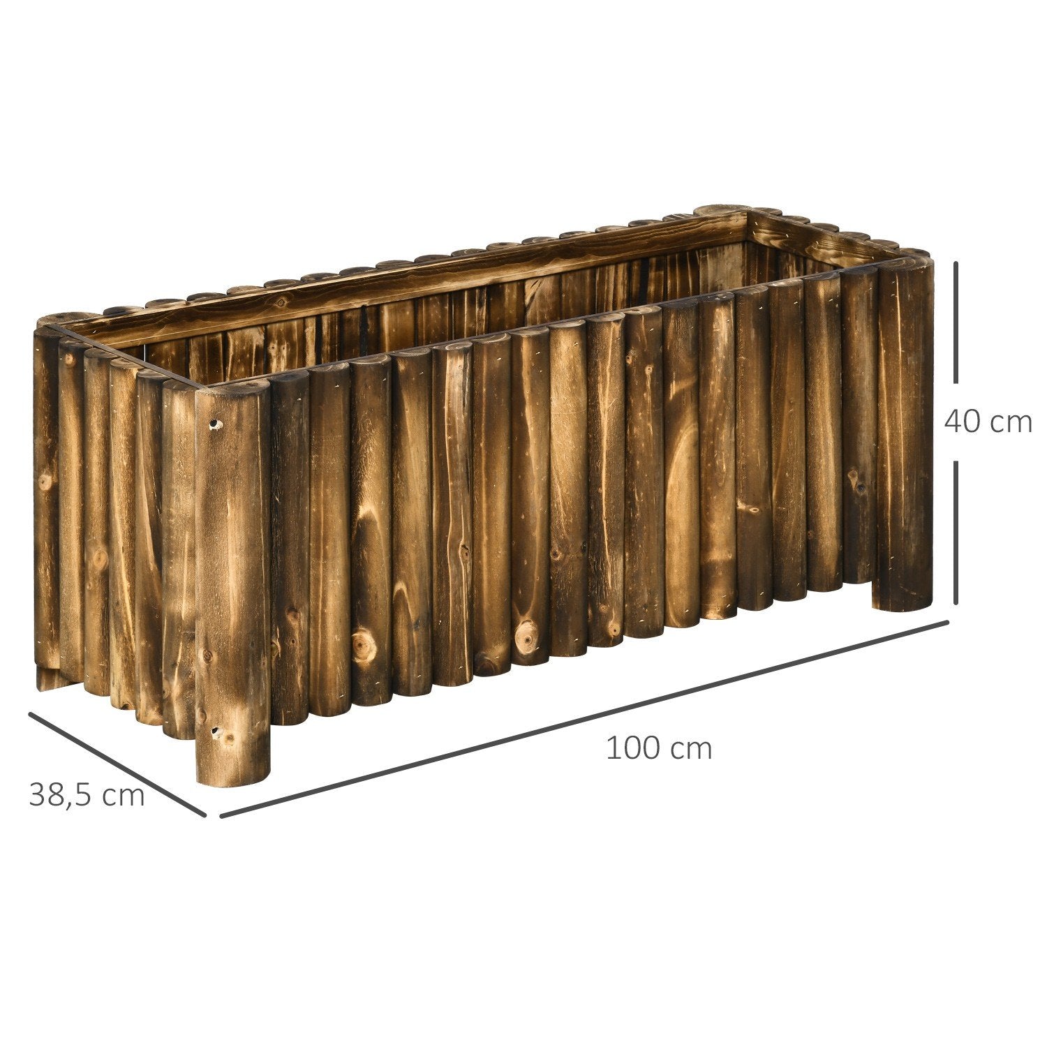 Högbädd 100X38,5X40Cm Växtlåda, Örtbädd, Grönsaks- & Rabatt, Granved