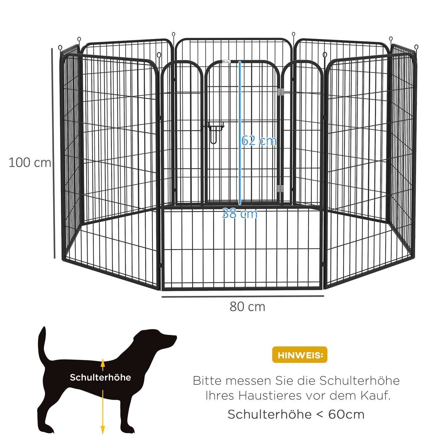 Puppy Run Utomhus Inhägnad Lekhage För Husdjur Lekhage Lekhage Hundinhägnad Anpassningsbar Form Med Dörr Metall 79X100Cm Svart