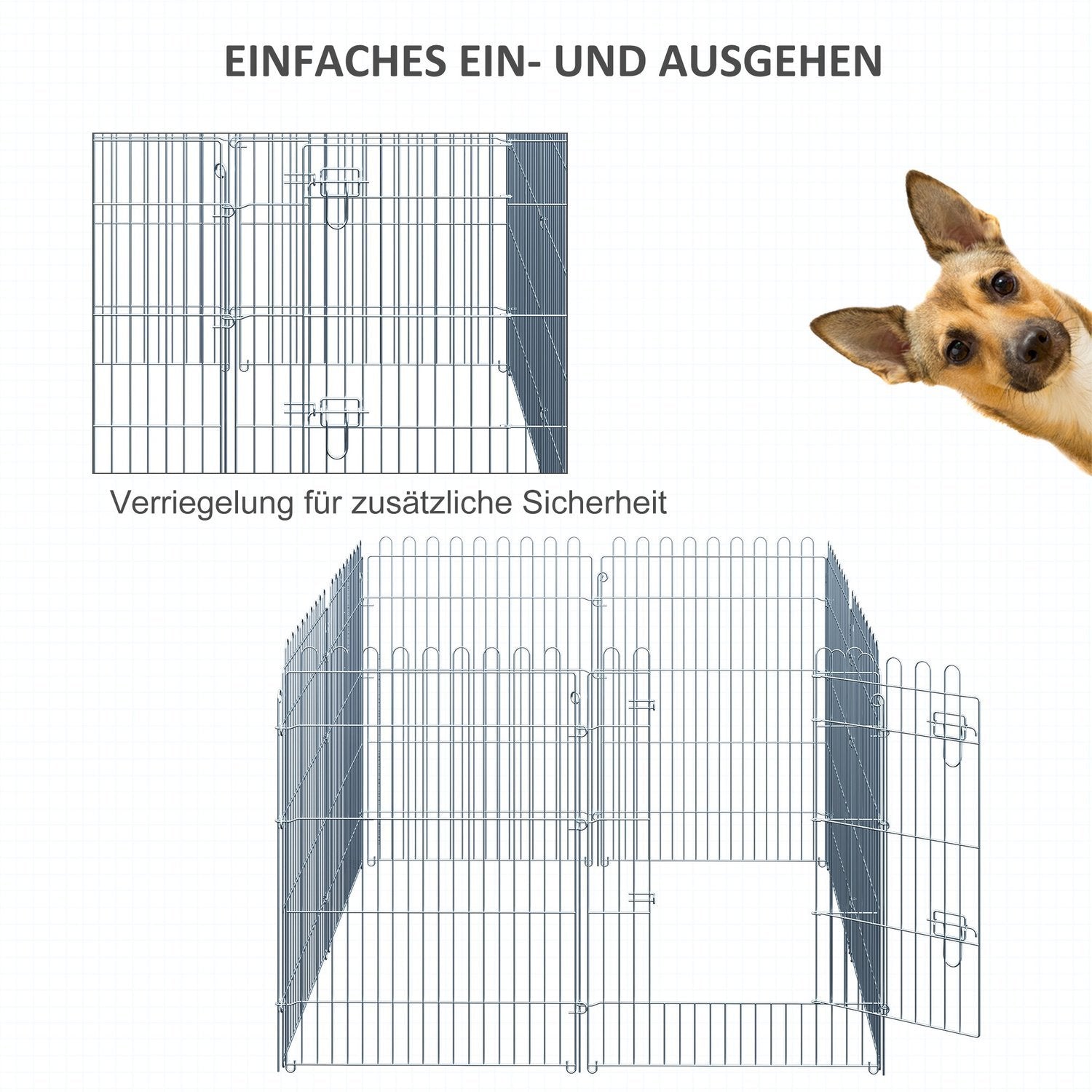 Udendørs hegn til hvalpe, 8-delt hvalpekralegård og kravlegård, 63X91 cm, sikkert og stabilt