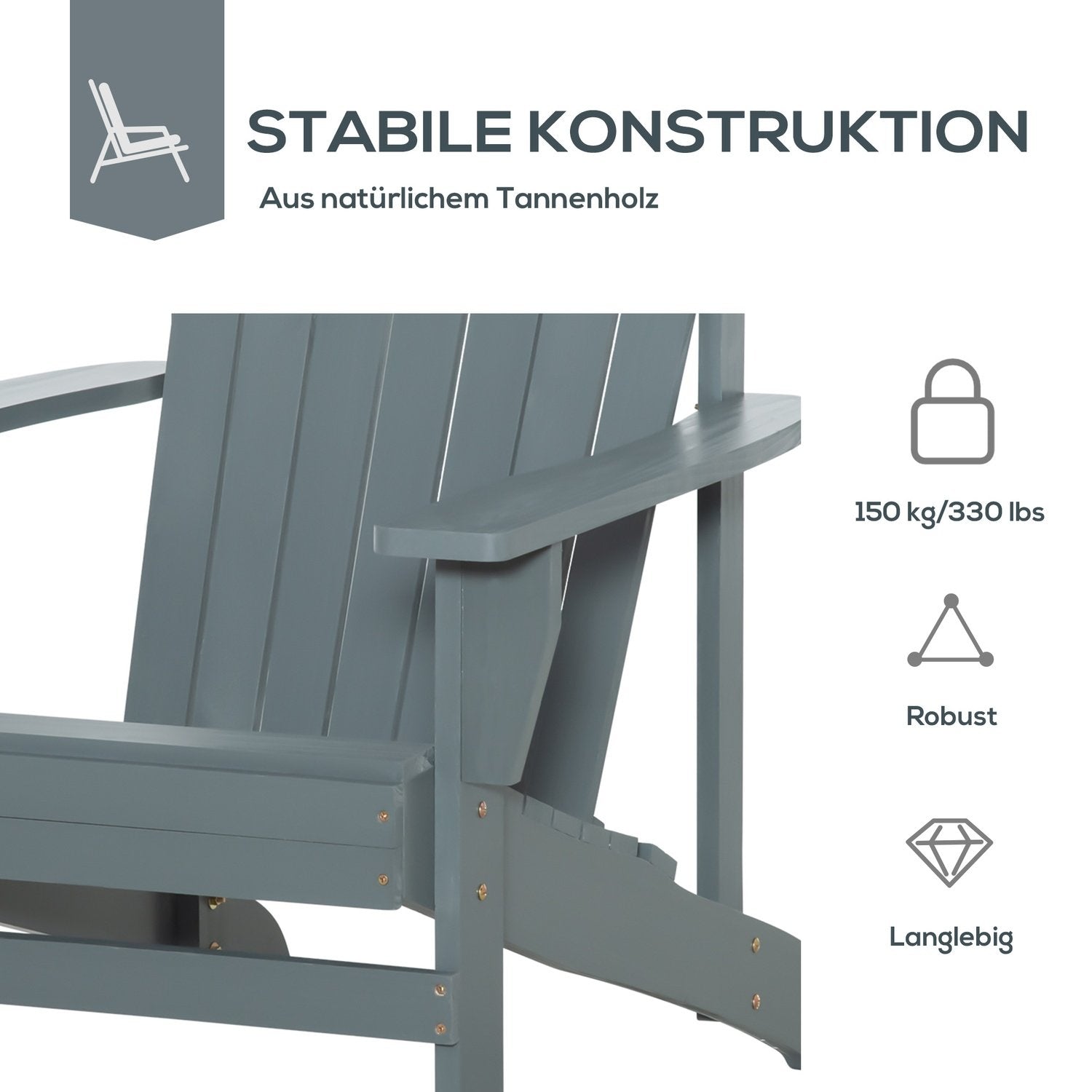 Adirondack Trädgårdsstol Med Mugghållare Trädgårdsstol Balkongstol Massivt Trä Mörkgrå 97 X 72,5 X 93 Cm