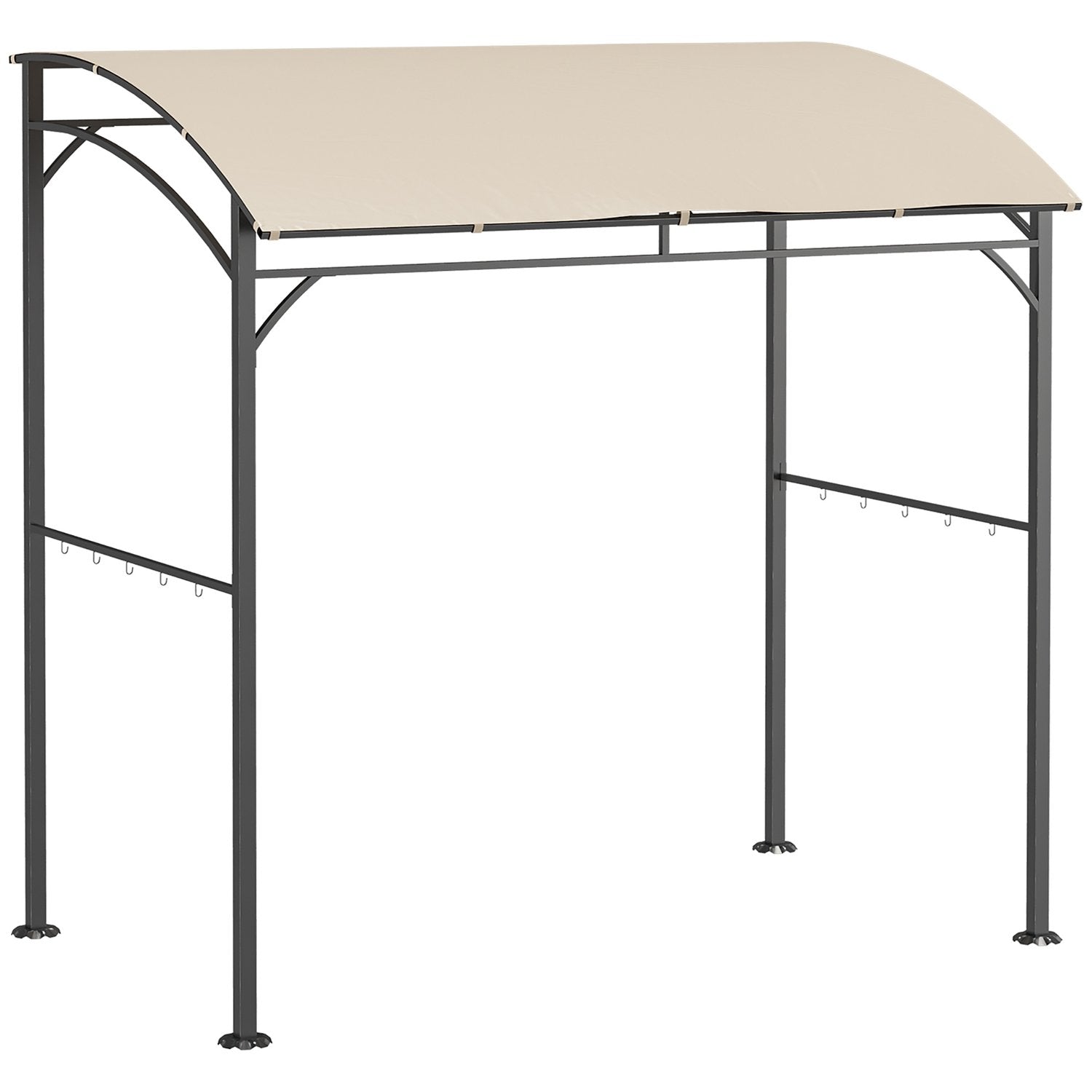 Grillpavillon, Grilloverdækning, Regnslag med UV-bestandig, Havepavillon med kroge, Stålramme, Polyester, Beige, 215 X 150 X 220 Cm